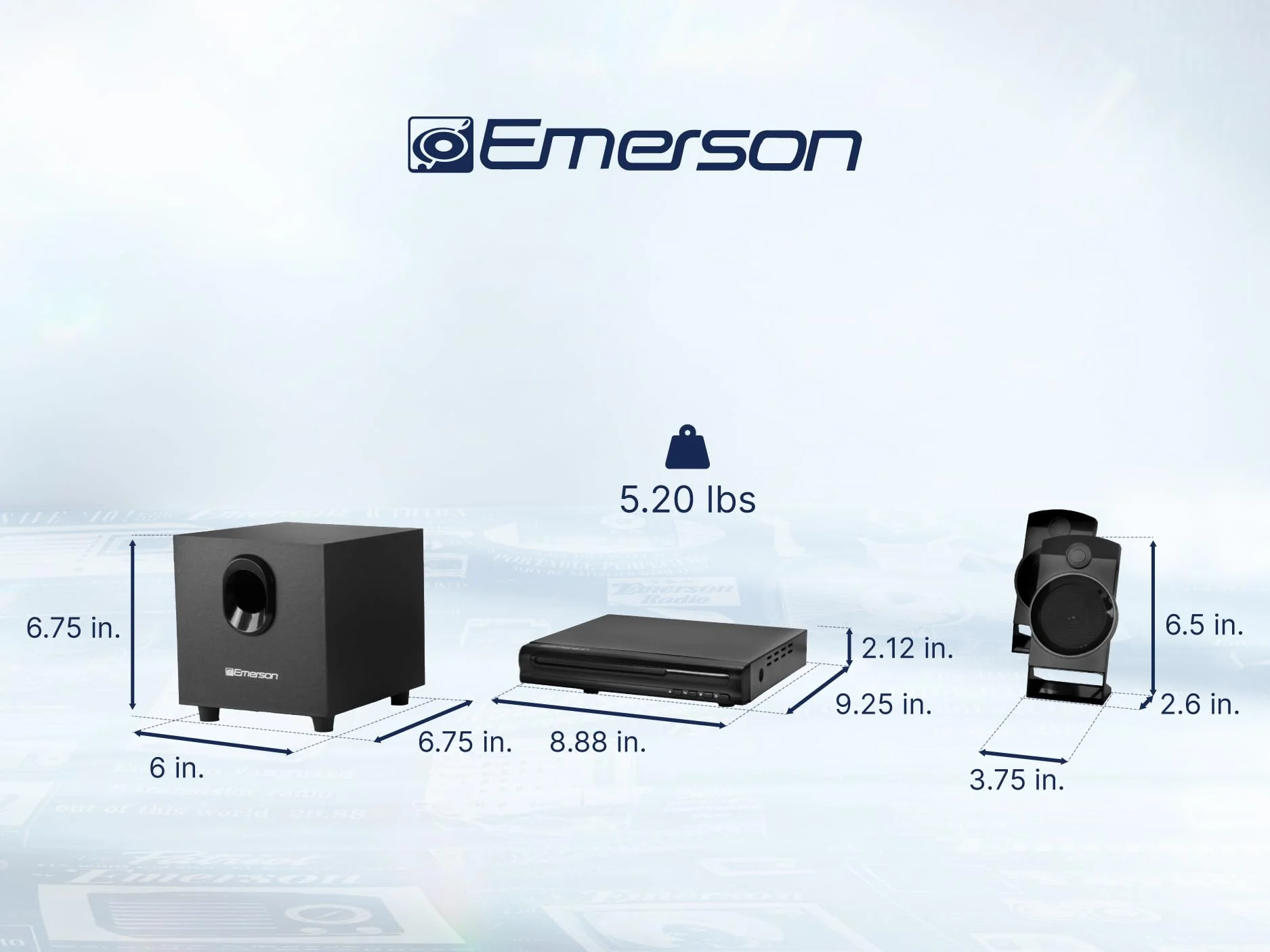 Emerson ED-8050 2.1-Kanal-Heimkino-DVD-Player und Surround-Sound-System mit Subwoofer, HDMI-Ausgang, USB-Wiedergabe und zwei Lautsprechern – ideal für immersives Film- und Musikerlebnis - Image 7