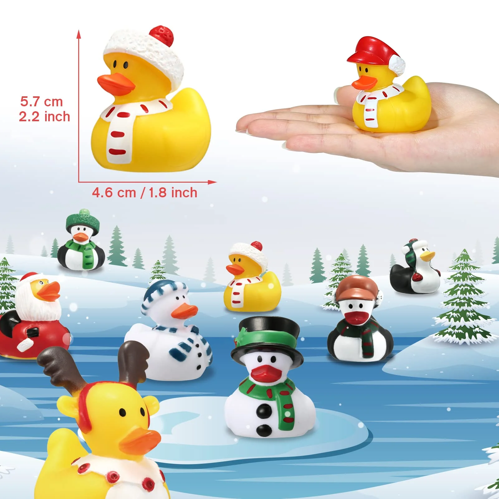 Encham Gummiente Quietsche Ente gelb Quietscheente Badeente Mini Duck Figuren Miniatur Enten kleine Enten Geschenke für Kleinkinder Jungen Mädchen - Image 7