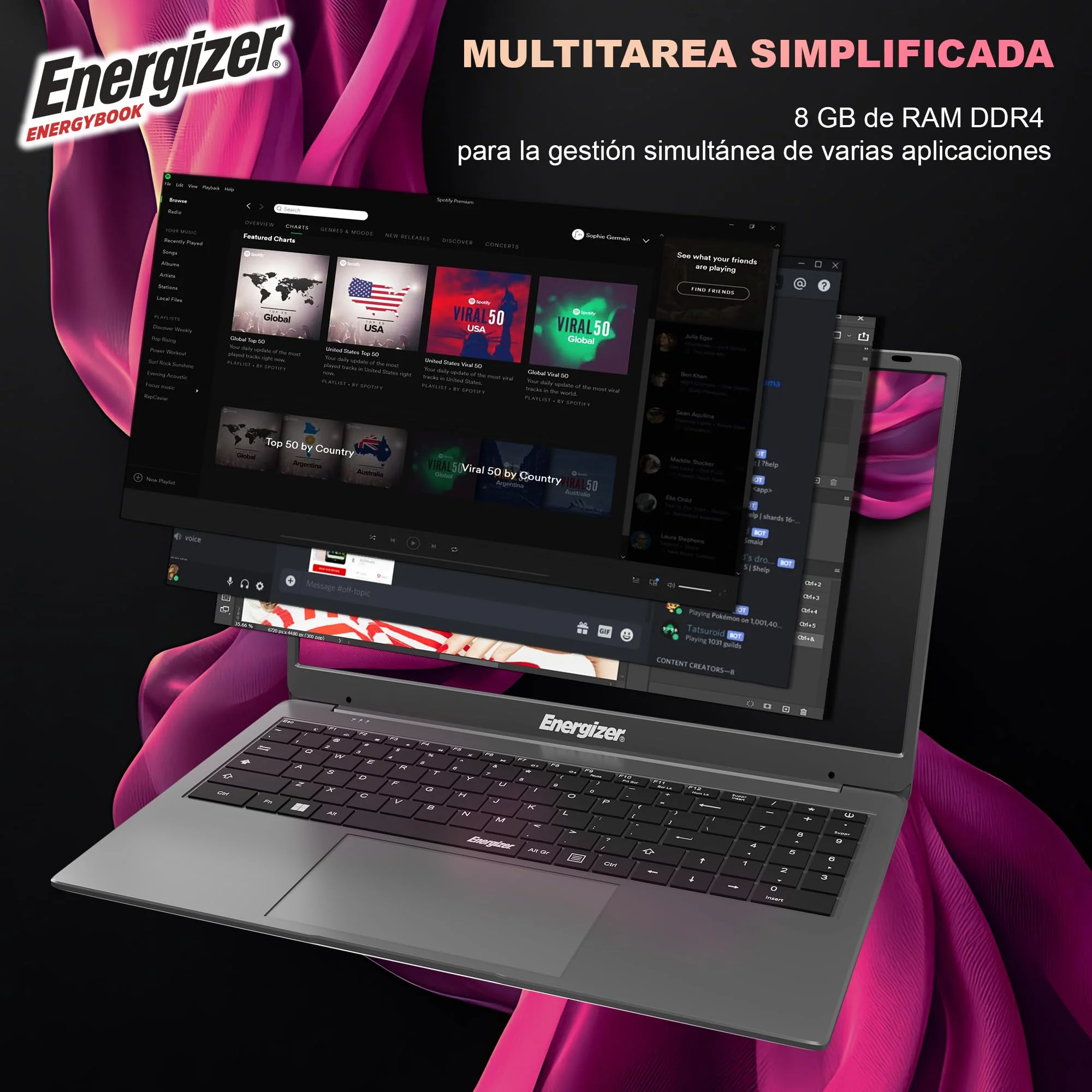 Energizer EnergyBook – 15,6'' HD+ Laptop, Intel Celeron Laptop, 8 GB RAM, 256 GB SSD, UHD-Grafik, Windows 11, QWERTY-Tastatur (Inter), USB 3.0, HDMI - Image 4