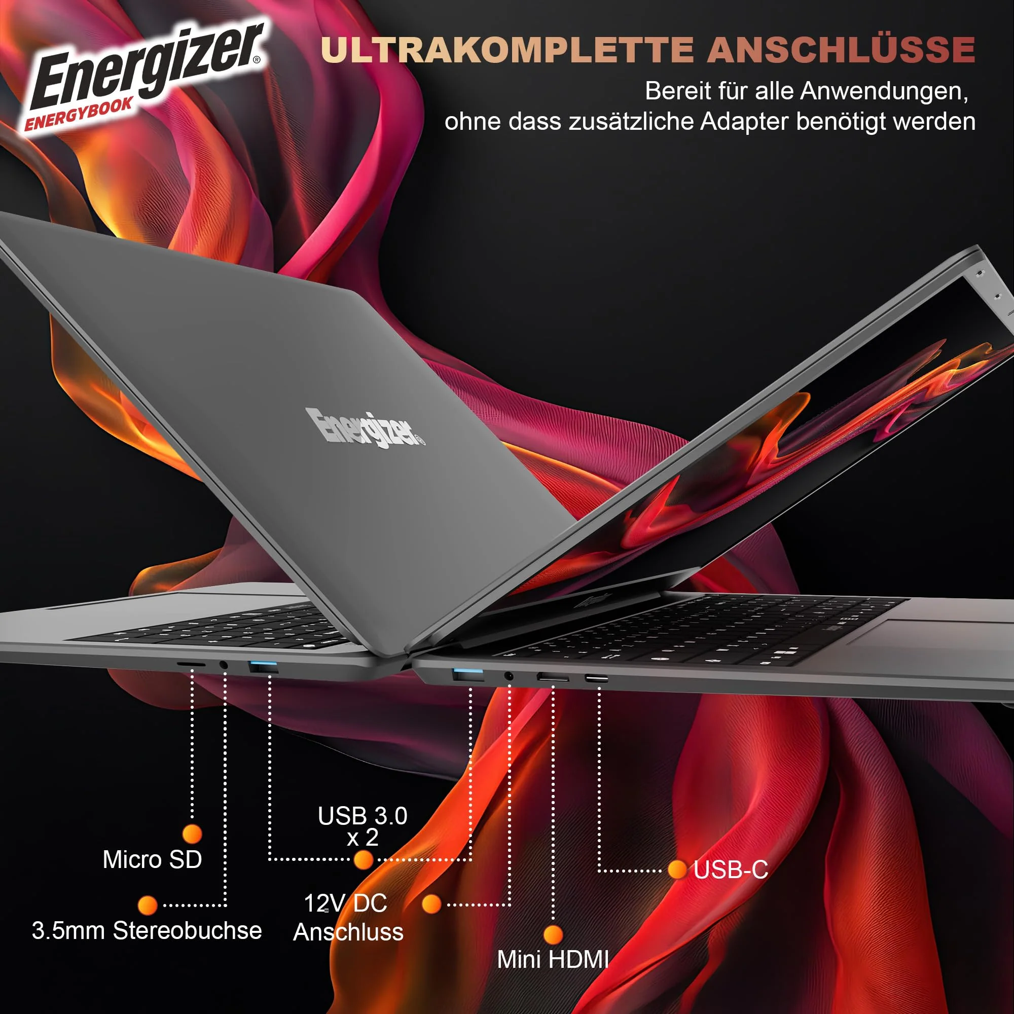 Energizer EnergyBook – 17,3'' HD+ Laptop, Intel Celeron Laptop, 4 GB RAM, 128 GB SSD, UHD-Grafik, Windows 11, QWERTY-Tastatur (intern), USB 3.0, HDMI - Image 3