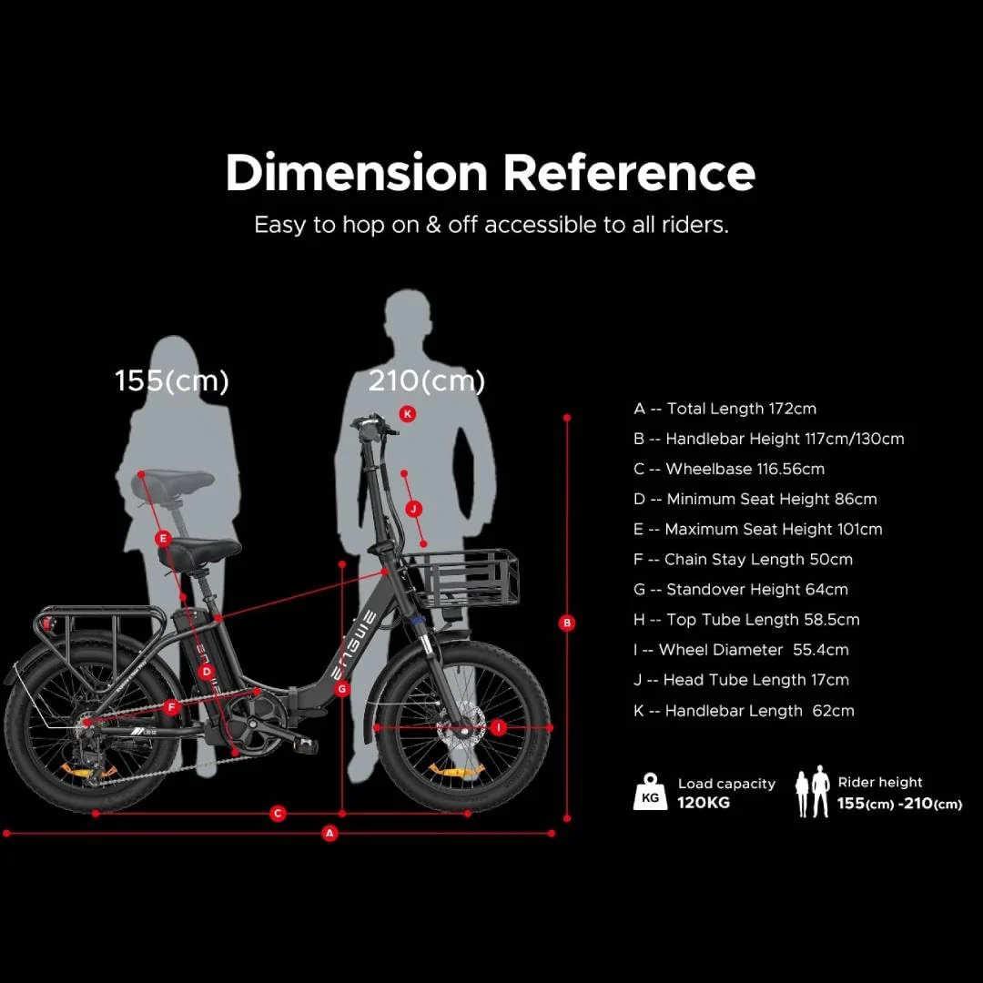 ENGWE E Bike Klappbar Ebike 20 Zoll Elektrofahrräder mit Korb, 36V 15.6Ah Akku, 25km/h Reichweite bis zu 140KM - Image 2