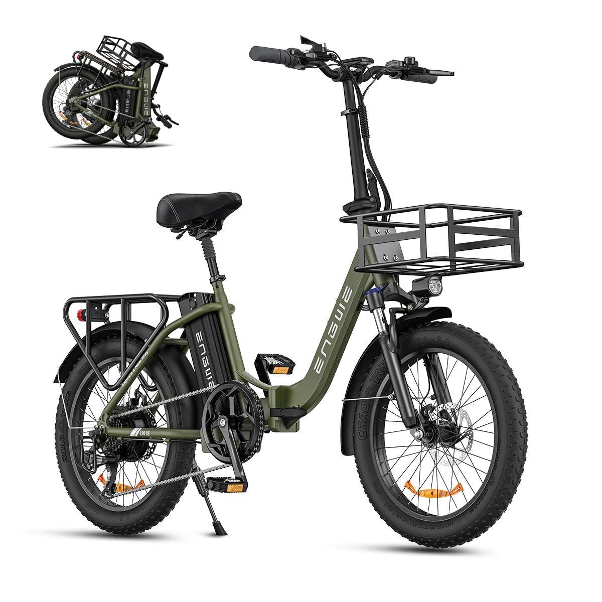 ENGWE E Bike klapprad 20 Zoll, Elektrofahrrad E-Bike Herren Damen, Faltbar Fatbike mit 15.6Ah Wechselakku, Reichweite bis zu 120Km (Grün)