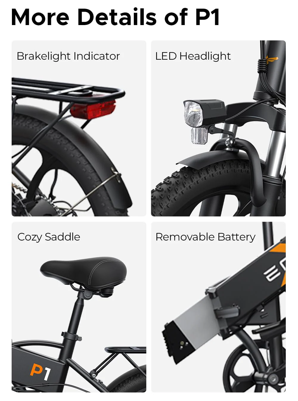 ENGWE E Bike Klapprad, Ebike mit 36V 13Ah Abnehmbare Batterie bis 100 km, Elektrofahrrad mit 250W 40Nm Motor, 20 x 3.0 Zoll Reifen, Electric Bike 25km/h mit Mechanische Scheibenbremse & LCD Display P1 - Image 4