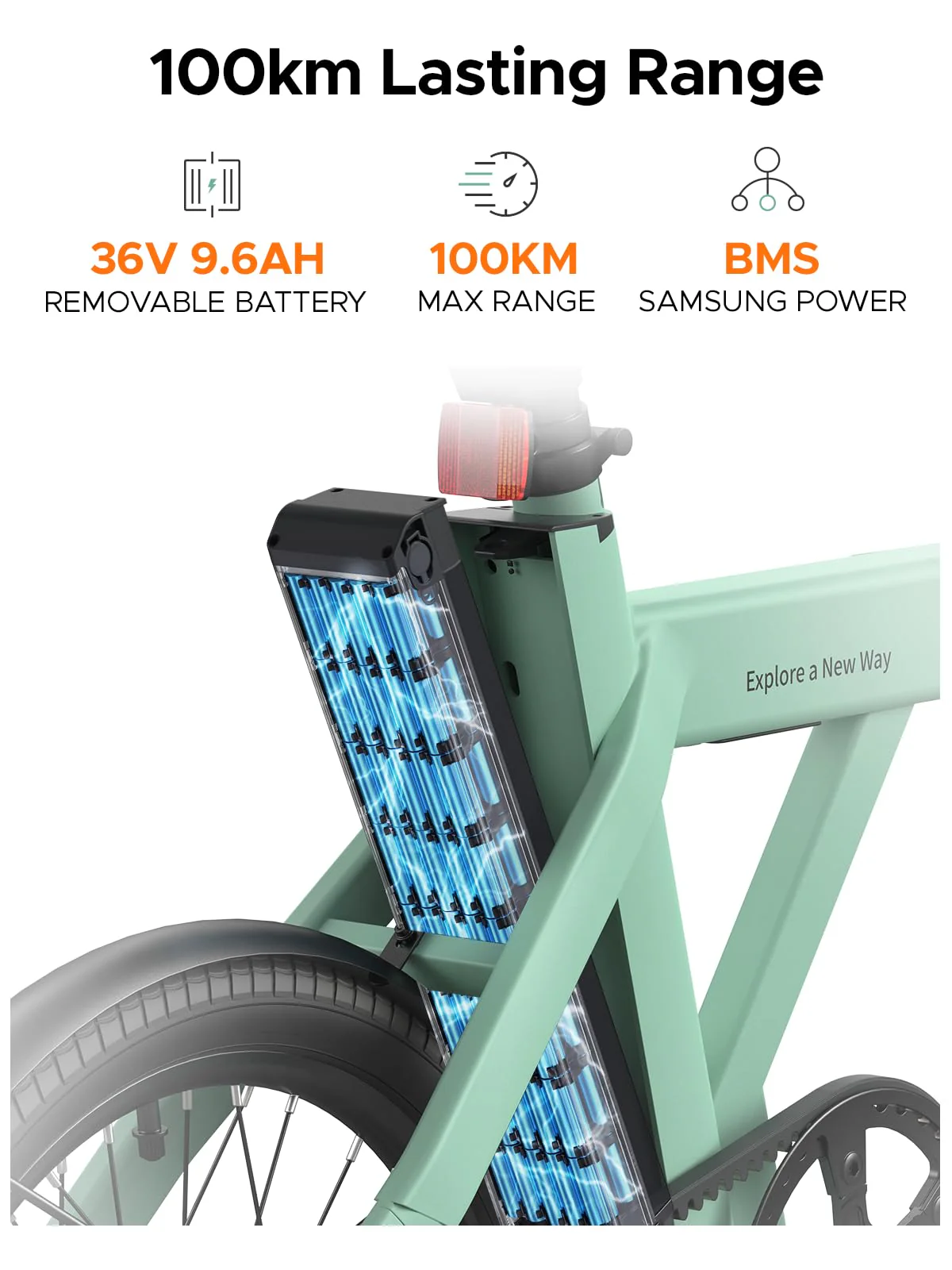 ENGWE E Bike mit APP-Ebike 36V 9.6Ah Akku bis zu 100km, E Bike Klapprad 250W Motor Max 25km/h, Elektrofahrrad 42Nm Drehmomentsensorik & Kohleriemen, E-Bike 3 Stufen-PAS Pendler für Stadt P20 - Image 5