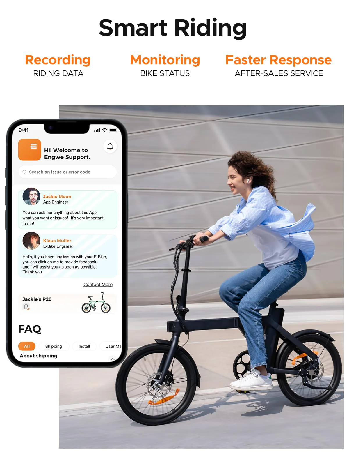 ENGWE E Bike mit APP-Ebike 36V 9.6Ah Akku bis zu 100km, E Bike Klapprad 250W Motor Max 25km/h, Elektrofahrrad 42Nm Drehmomentsensorik & Kohleriemen, E-Bike 3 Stufen-PAS Pendler für Stadt P20 - Image 8