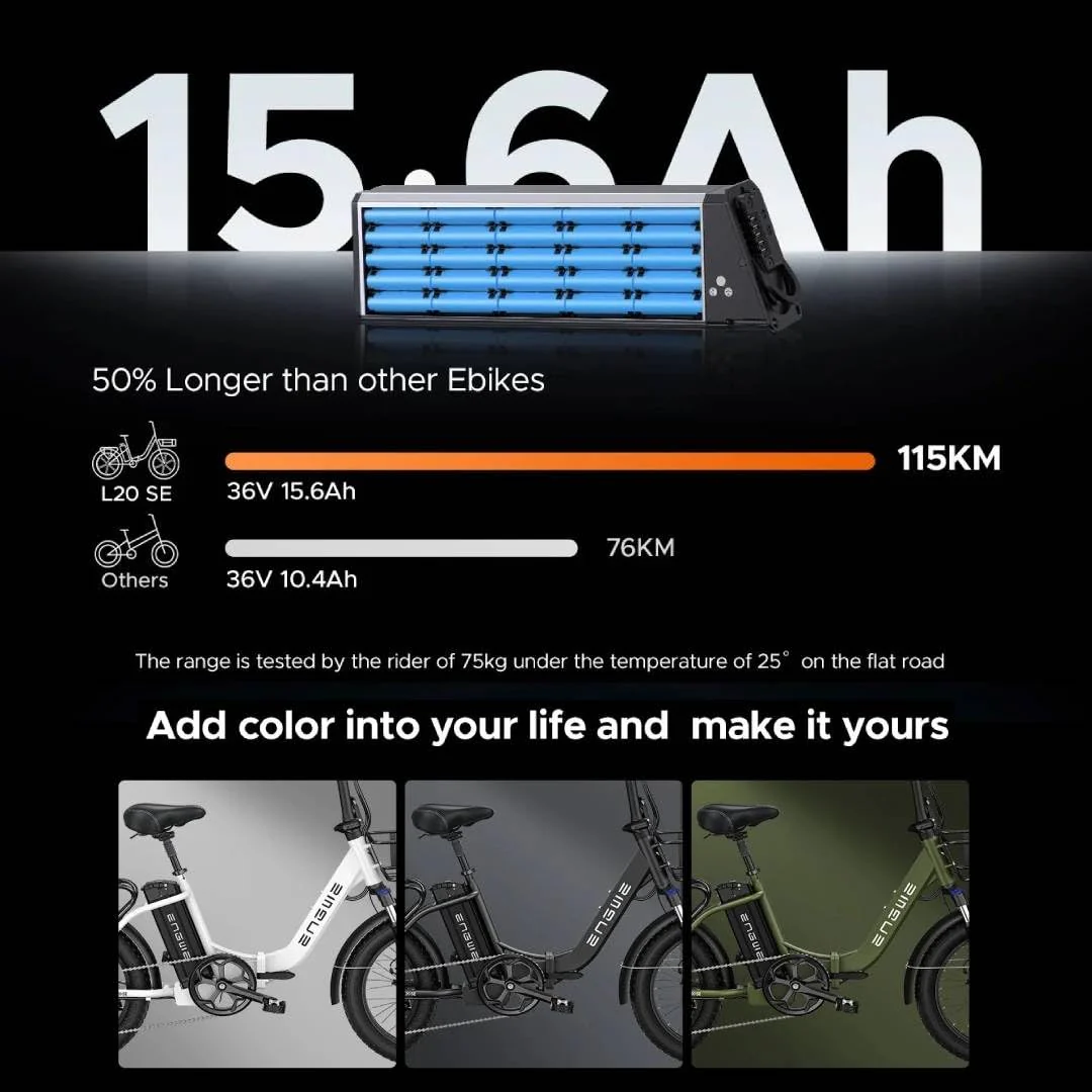 ENGWE L20 SE E-Bike Elektro Klapprad 20 Zoll Tiefeinsteiger 140 km Reichweite 36V 15,6Ah Akku mit Korb - Image 4