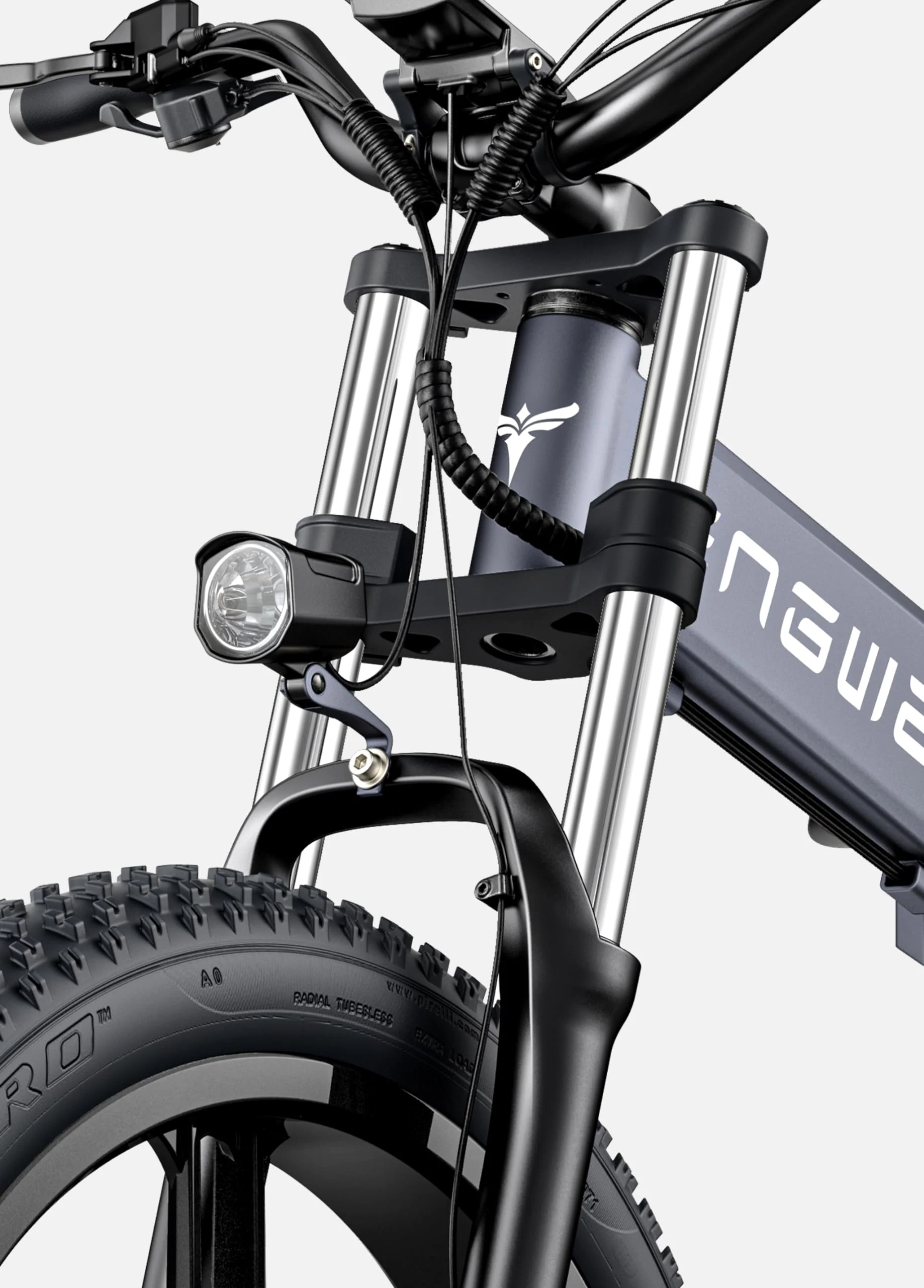 ENGWE X24/X26 E Bike Klapprad Elektrofahrrad mit 24''/26" x 4.0 Fat-Reifen Dualer herausnehmbarer Akku 48V 19.2AH/+10AH Reichweite 100/150km, 3 Federungen (X26 Doppelter Akku 19.2AH+10AH, Grau) - Image 3