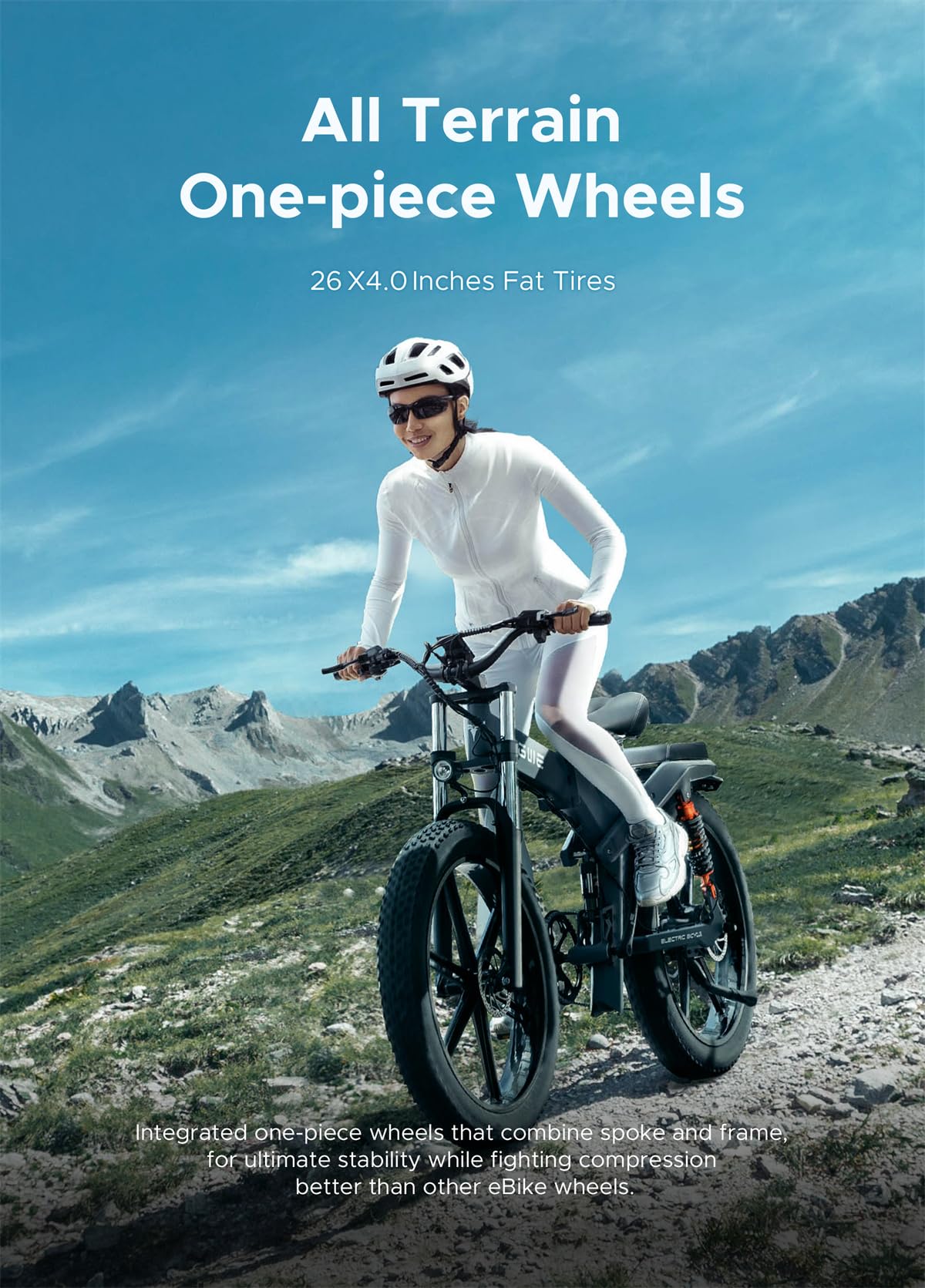 ENGWE X24/X26 E Bike Klapprad Elektrofahrrad mit 24''/26" x 4.0 Fat-Reifen Dualer herausnehmbarer Akku 48V 19.2AH/+10AH Reichweite 100/150km, 3 Federungen (X26 Doppelter Akku 19.2AH+10AH, Grau) - Image 6