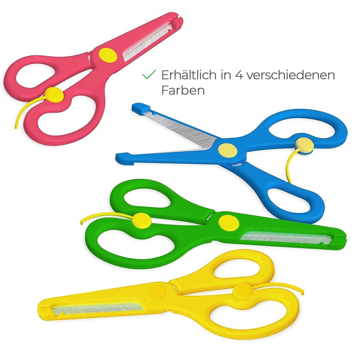 Enid Store Kinderschere ab 2 Jahre mit Sicherung | Rechts- und Linkshänder Kinder Schere mit Feder | Rosa - Image 3