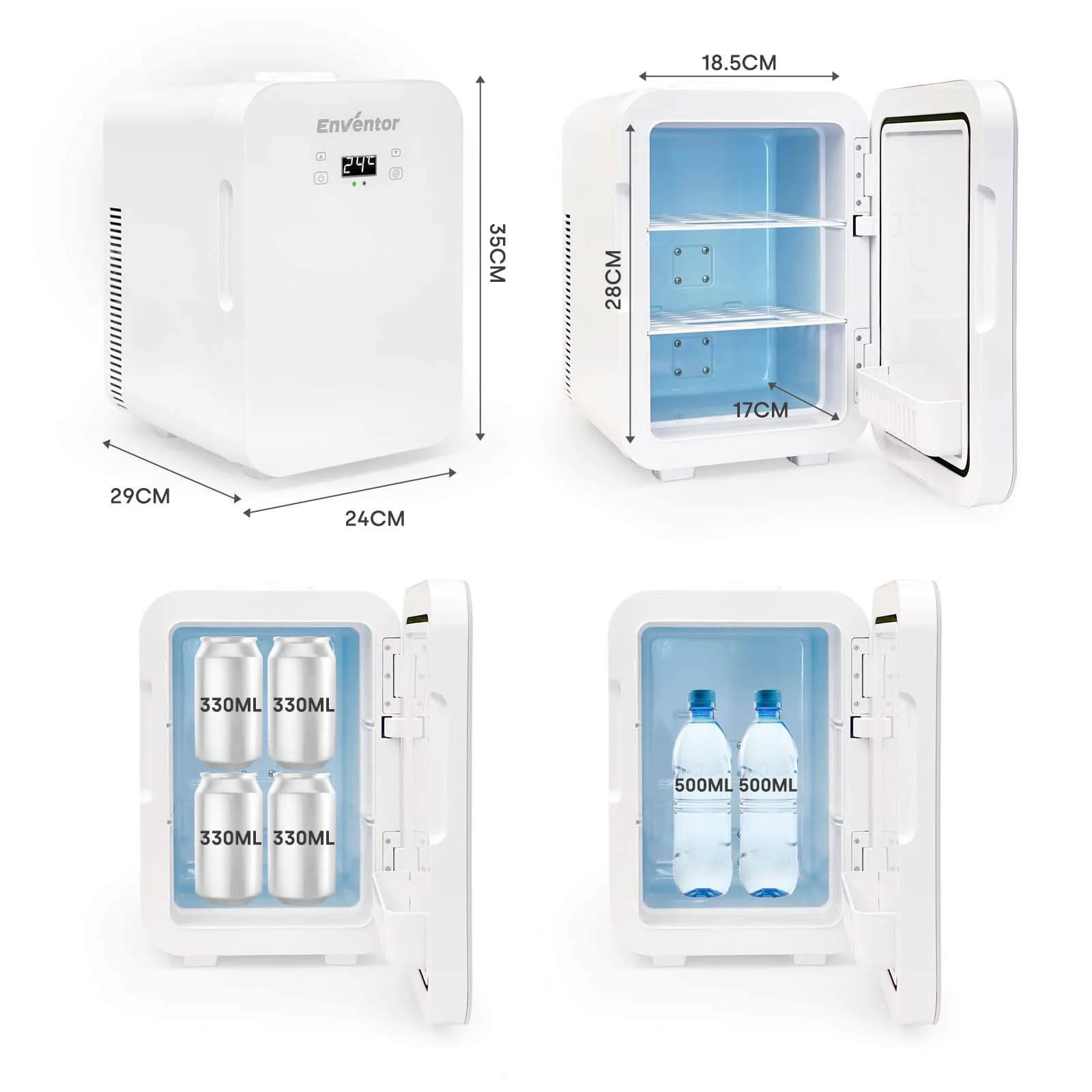 Enventor Mini Kühlschrank 10 Liter, 220V AC + 12V DC, Kühler und Wärmer, Portable Mini-Kühlschrank mit LCD-Temperaturanzeige für Auto, Reisen, Hautpflege, Getränke, Lebensmittel (Weiß) - Image 3