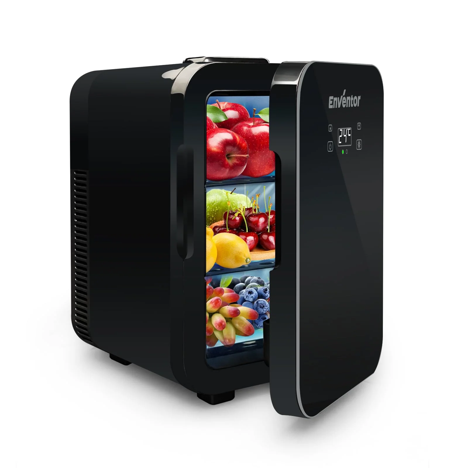 Enventor Mini Kühlschrank 10 Liter, Kühler und Wärmer, 220V AC + 12V DC, Portable Mini-Kühlschrank mit LCD-Temperaturanzeige für Auto, Reisen, Kosmetik, Getränke, Lebensmittel (Schwarz) - Image 6