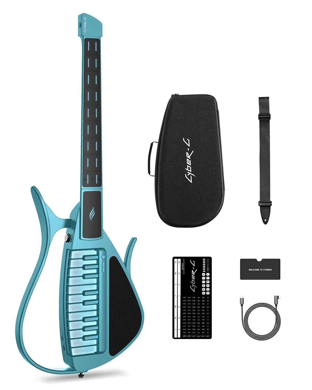 Enya Saitenlose Smart-Gitarre mit Akkordgenerator, integrierter Drum-Maschine & Basslinie, 20 Instrumentenklänge, darunter E-Gitarre, Akustik-E-Gitarre, Digitalpiano usw. App-interaktive Akkordsheets