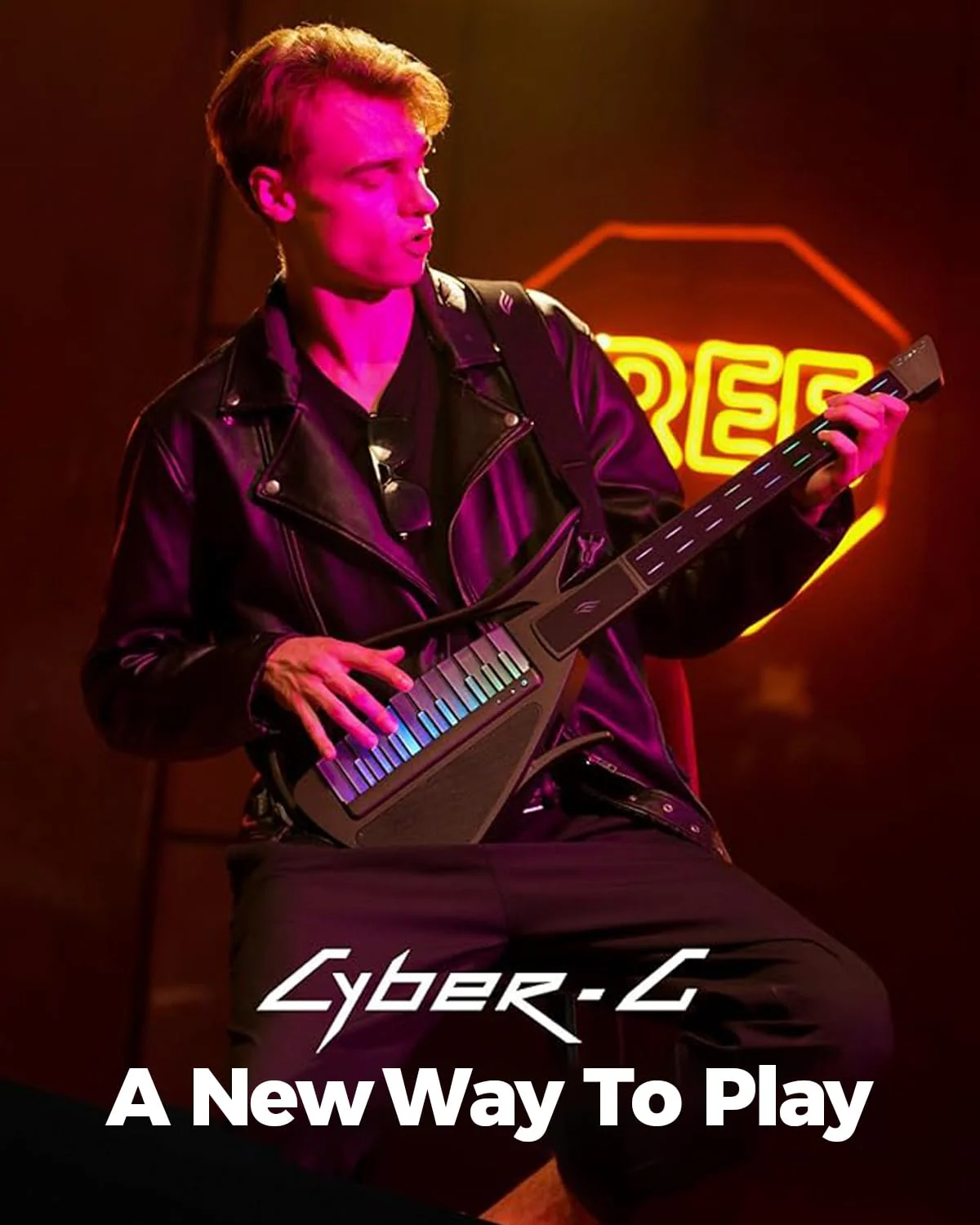 Enya Saitenlose Smart-Gitarre mit Akkordgenerator, integrierter Drum-Maschine & Basslinie, 20 Instrumentenklänge, darunter E-Gitarre, Akustik-E-Gitarre, Digitalpiano usw. App-interaktive Akkordsheets - Image 2