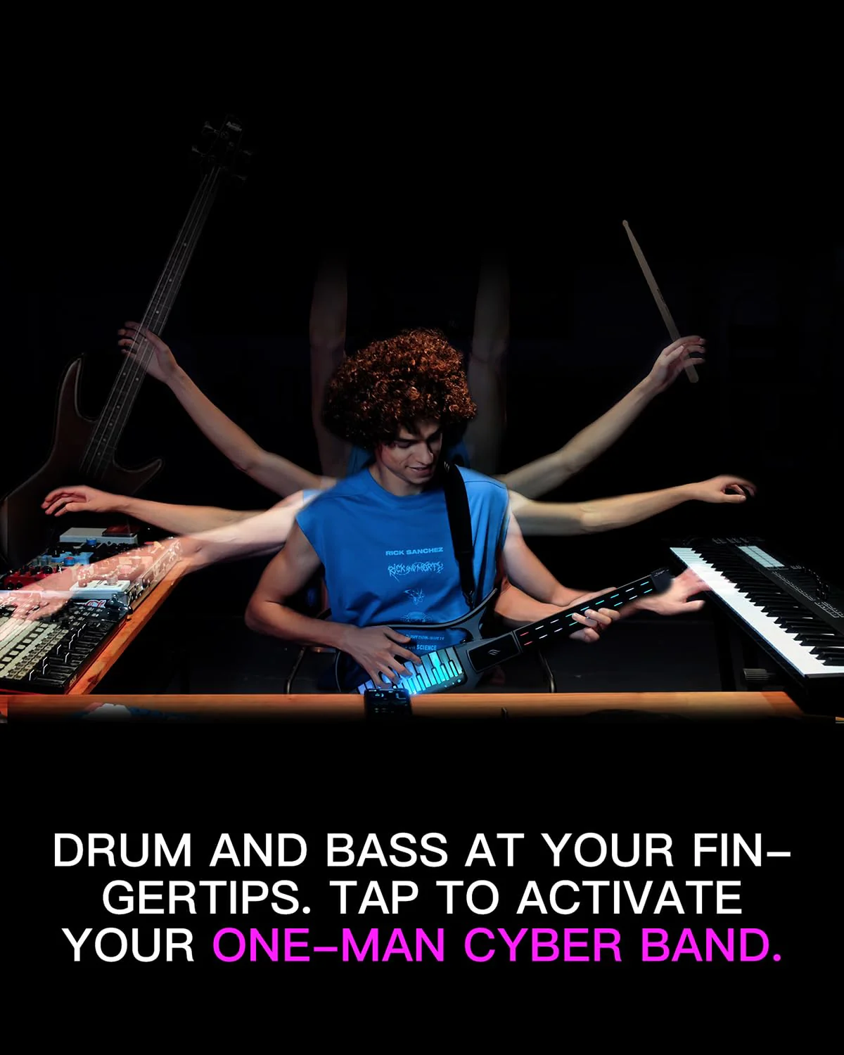 Enya Saitenlose Smart-Gitarre mit Akkordgenerator, integrierter Drum-Maschine & Basslinie, 20 Instrumentenklänge, darunter E-Gitarre, Akustik-E-Gitarre, Digitalpiano usw. App-interaktive Akkordsheets - Image 4