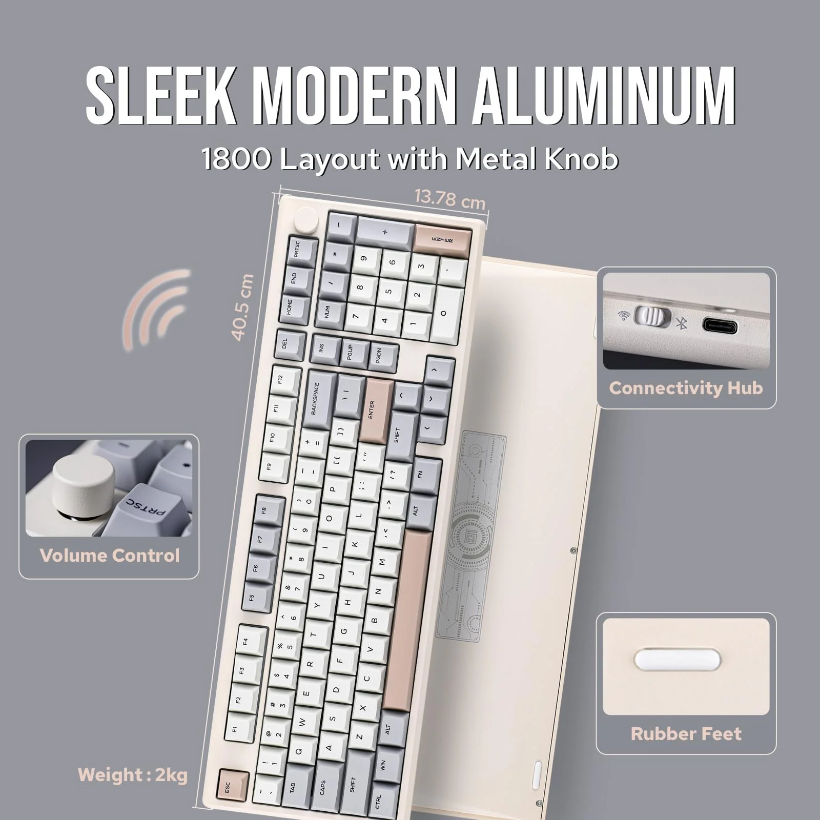 EPOMAKER Galaxy100 QMK/VIA Mechanische Tastatur aus Aluminium mit 8000mAh, 96% Gaming Tastatur mit Nummernblock, USB-C/BT5.0/2,4GHz kabellos und Hot-Swap Tastatur (Retro, Marble White Switch) - Image 6