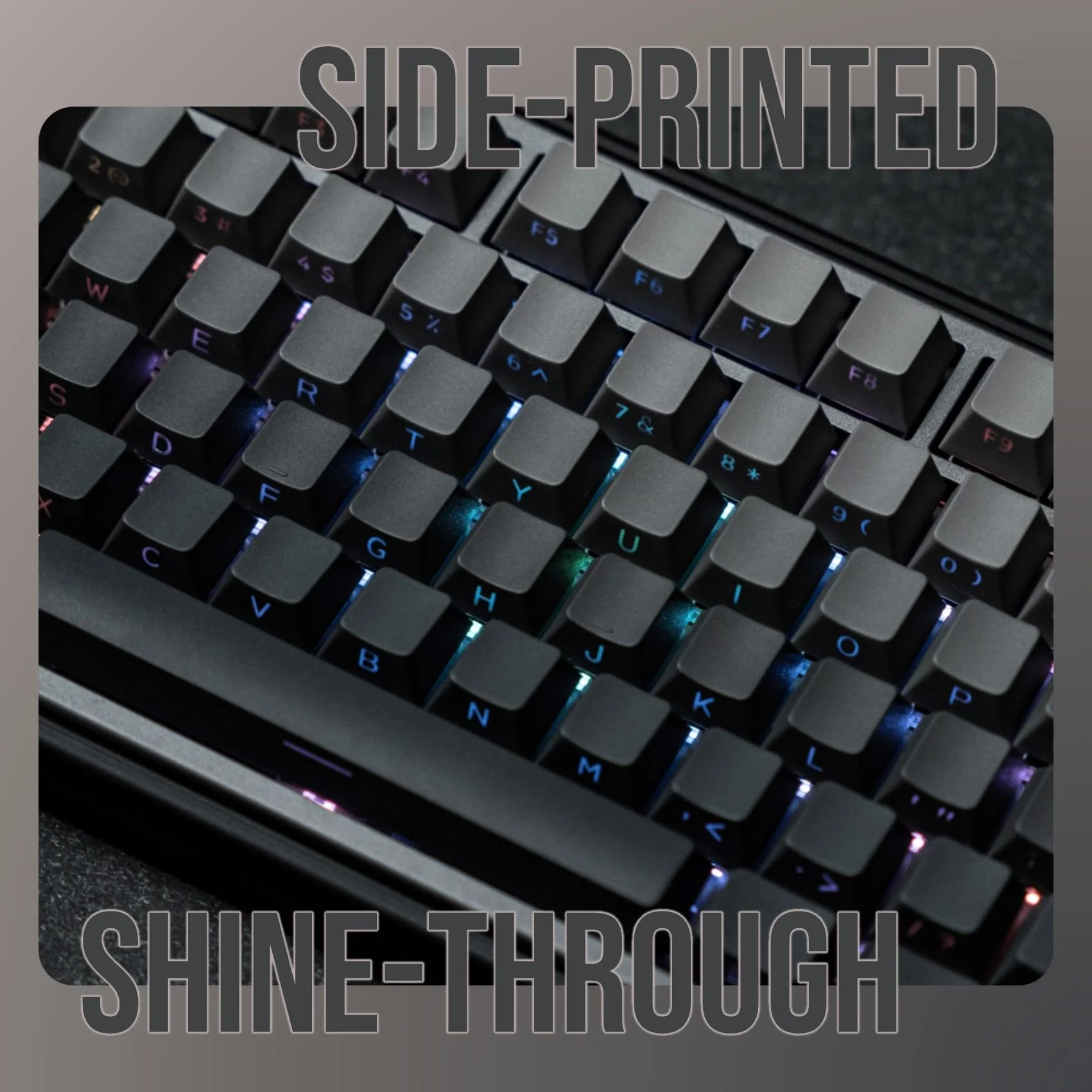 EPOMAKER Ombre Tastenkappen mit 133 Tasten. Seitlich Bedruckte, durchscheinende Tastenkappen im Kirschprofil, Double-Shot PBT. für Mechanische Tastatur, QWERTY ISO (Smoky Grey, Cherry Profile) - Image 5