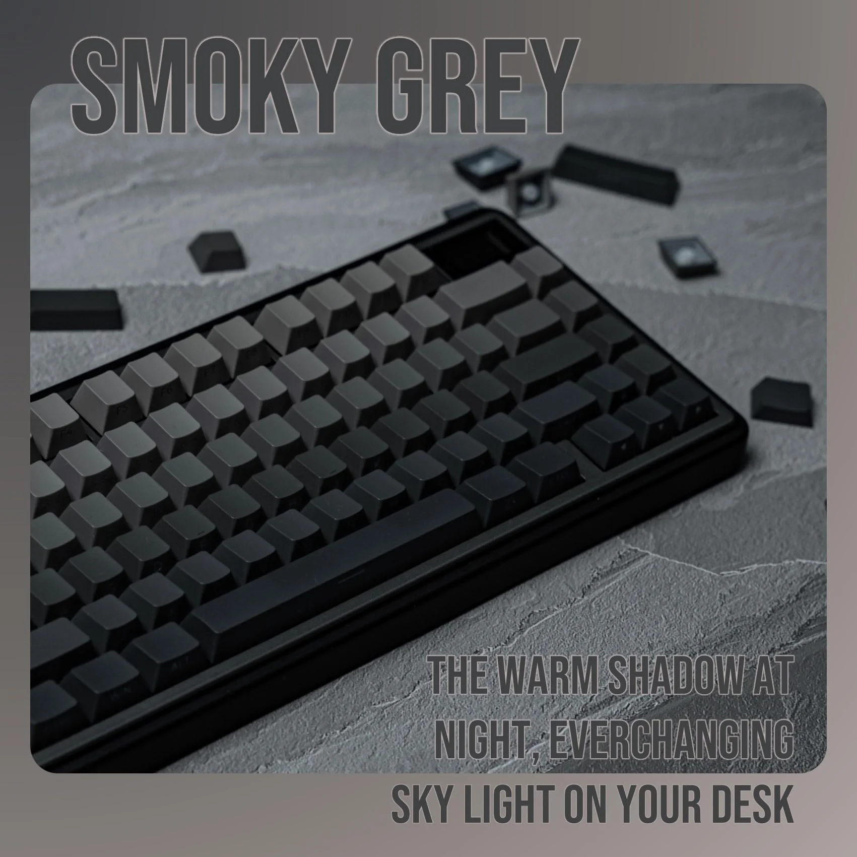 EPOMAKER Ombre Tastenkappen mit 133 Tasten. Seitlich Bedruckte, durchscheinende Tastenkappen im Kirschprofil, Double-Shot PBT. für Mechanische Tastatur, QWERTY ISO (Smoky Grey, Cherry Profile) - Image 6