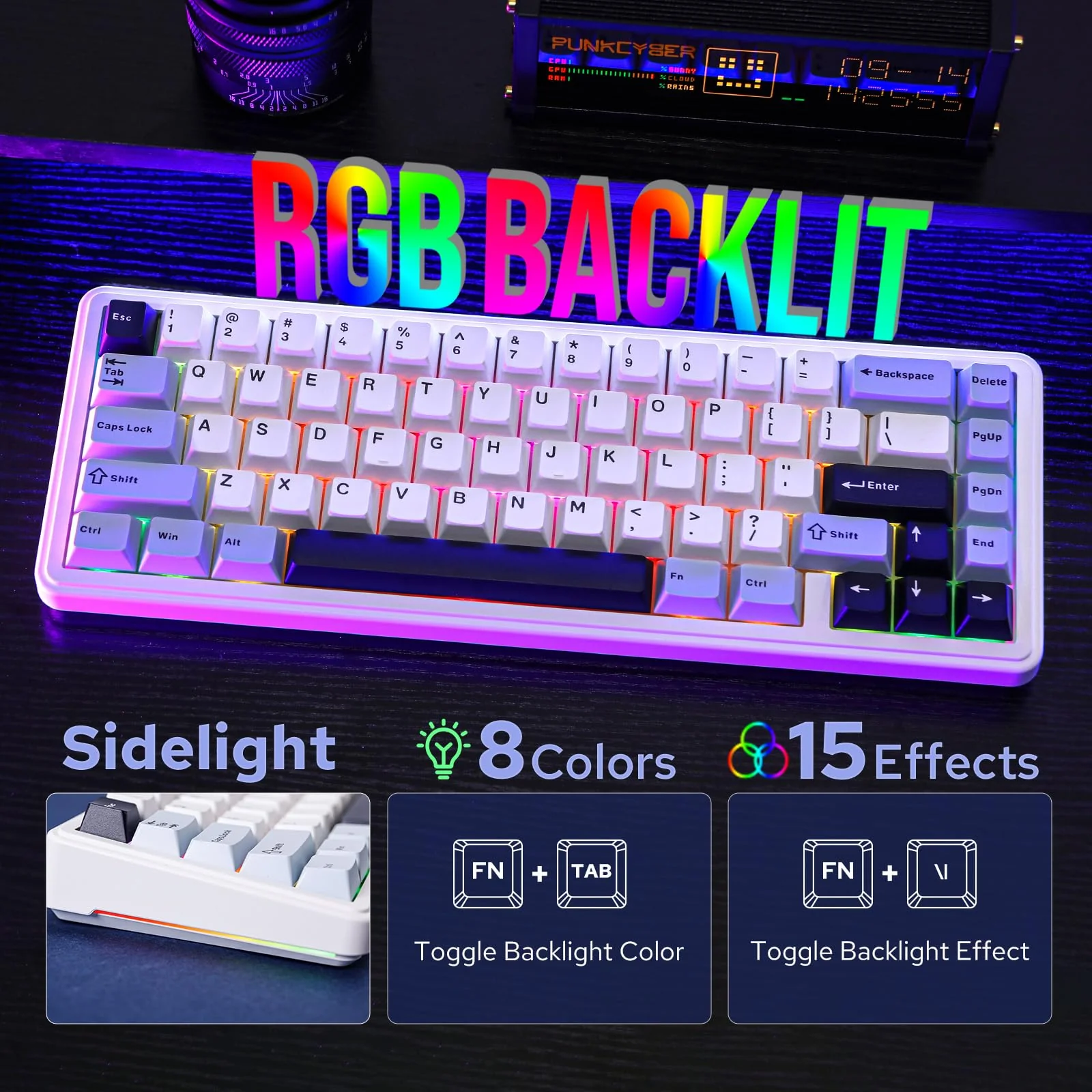 EPOMAKER x Aula F65 Mechanische Tastatur Kabellose, Custom Gaming Tastatur Gasket mit Hot-Swap-fähige, RGB, Bluetooth/2,4 GHz/Kabel, geschmierte lineare Schalter (Eisiges Blau, Reaper Switch) - Image 5