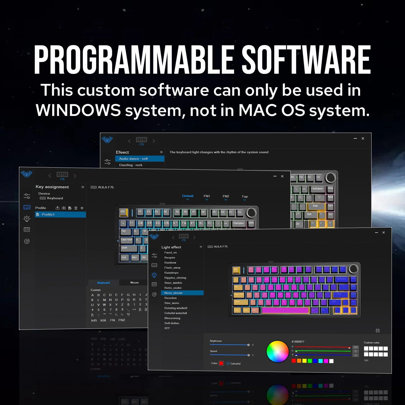 EPOMAKER x Aula F75 Gasket Mechanische Tastatur, 75% Hot swap-fühige Gaming-Tastatur mit Fünf-Schicht-Polsterung&Knopf, Bluetooth/Wireless/USB-C, RGB (Black, Ice Vein Switch) - Image 4