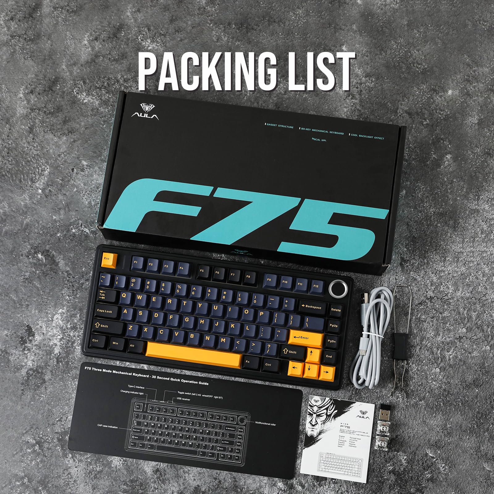 EPOMAKER x Aula F75 Gasket Mechanische Tastatur, 75% Hot swap-fühige Gaming-Tastatur mit Fünf-Schicht-Polsterung&Knopf, Bluetooth/Wireless/USB-C, RGB (Black, LEOBOG Reaper Switch) - Image 5