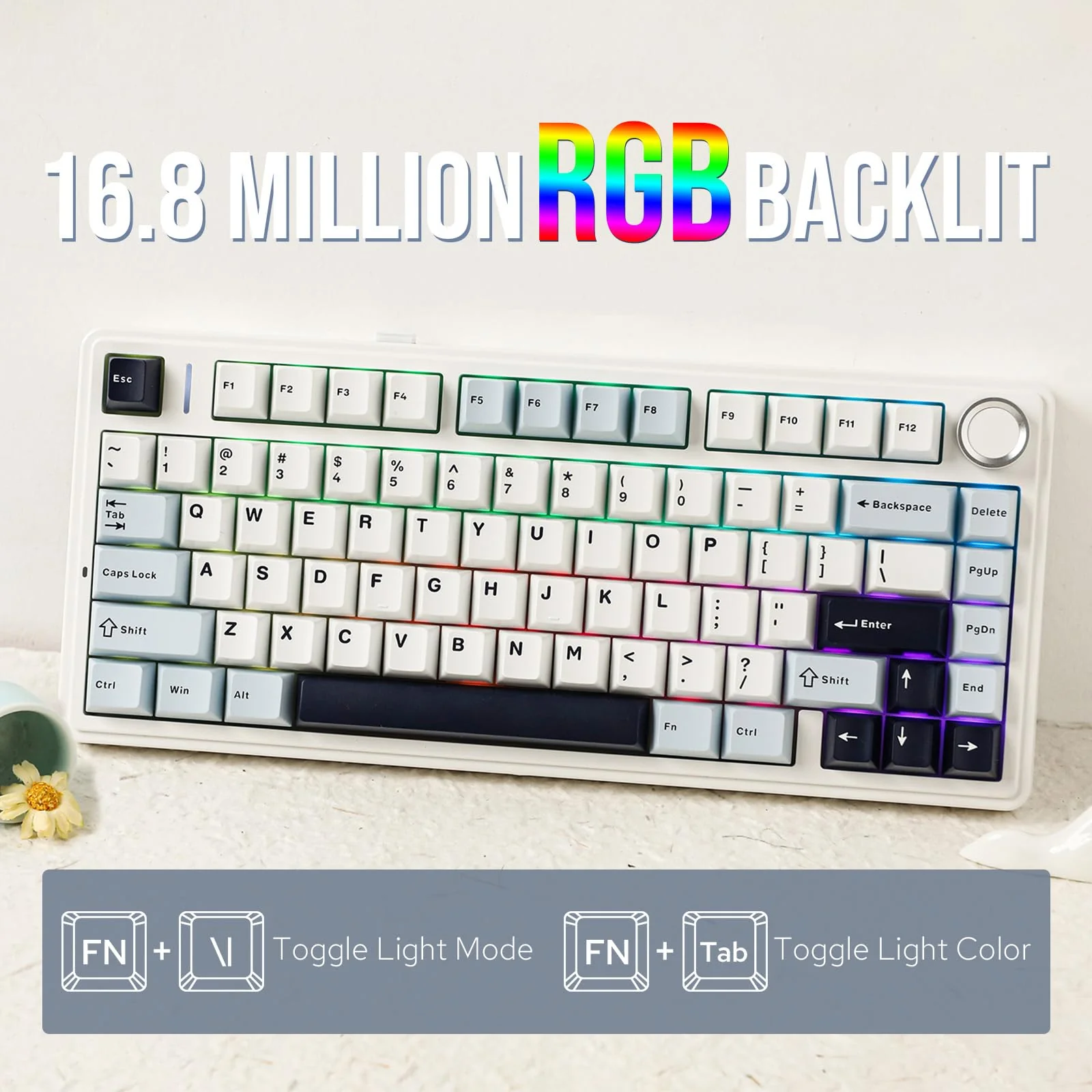 EPOMAKER x Aula F75 Gasket Mechanische Tastatur, 75% Hot swap-fühige Gaming-Tastatur mit Fünf-Schicht-Polsterung&Knopf, Bluetooth/Wireless/USB-C, RGB (Light Blue, LEOBOG Reaper Switch) - Image 7
