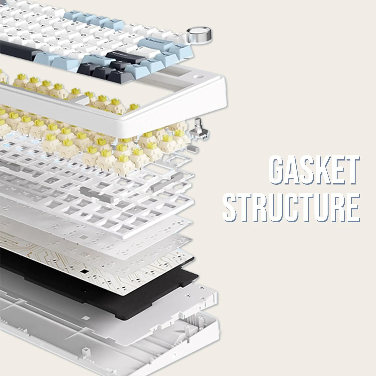 EPOMAKER x Aula F75 Gasket Mechanische Tastatur, 75% Hot swap-fühige Gaming-Tastatur mit Fünf-Schicht-Polsterung&Knopf, Bluetooth/Wireless/USB-C, RGB (Light Blue, LEOBOG Reaper Switch) - Image 9