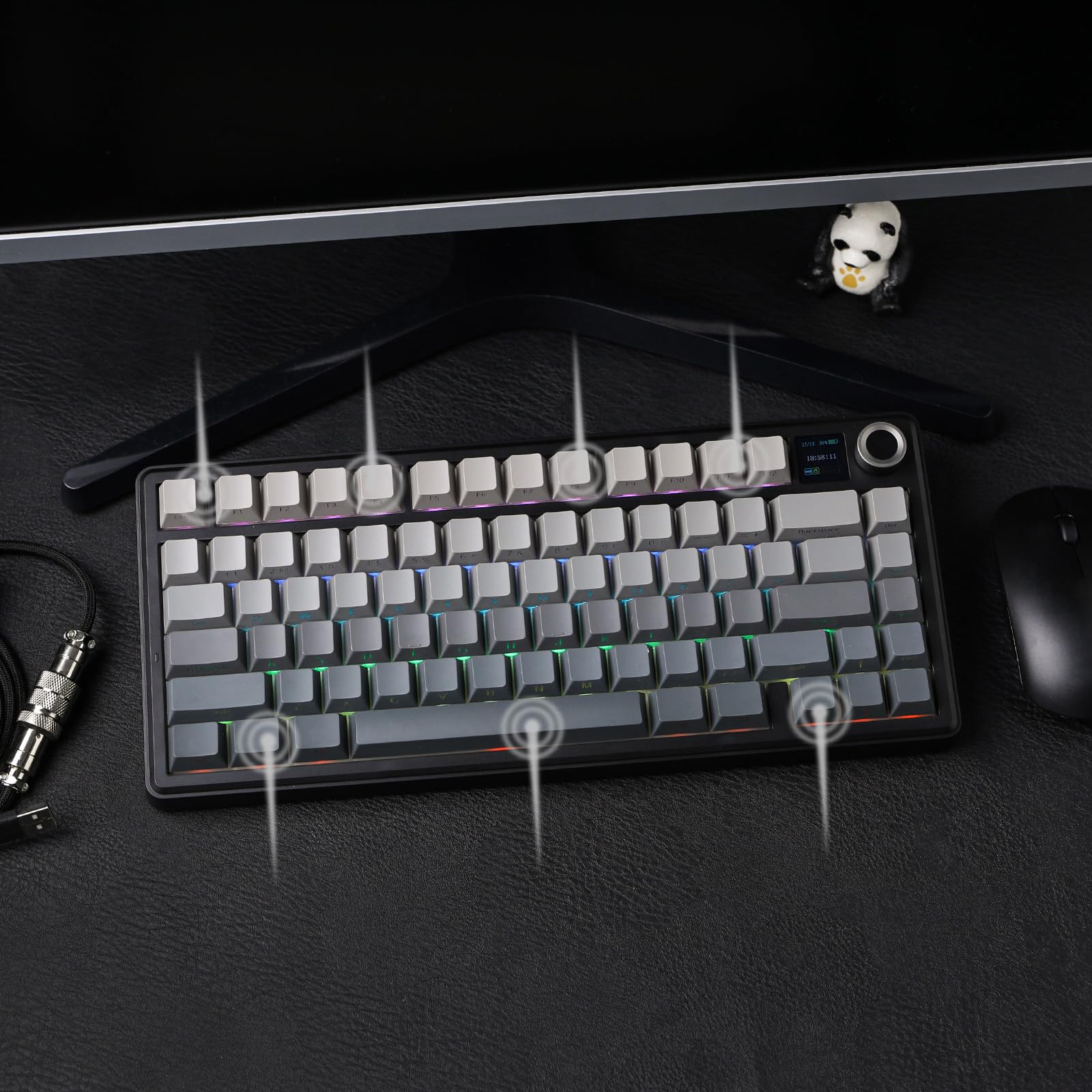 EPOMAKER X Aula F75 MAX Tri-Mode-Gaming-Tastatur, kabellos, TFT-Bildschirm, Drehknopf, Hot-Swap-fähig, 2,4 GHz/Typ C/BT5.0, cremige Dichtung, für PC/Mac/Büro/Gaming (Schwarz, Reaper Switch) - Image 2
