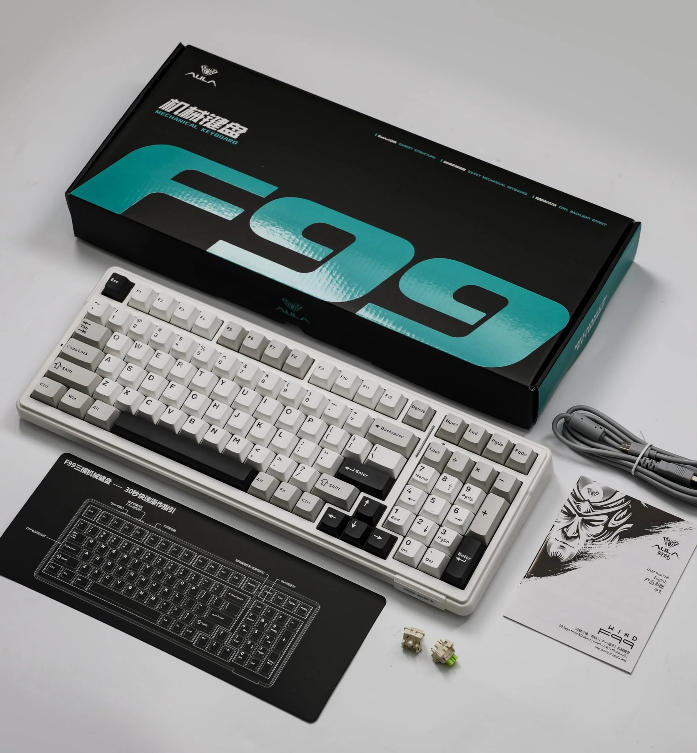 EPOMAKER x Aula F99 Kabellose mechanische Tastatur, Tastatur Gasket mit Hot-Swap, Polsterung, Bluetooth, 8000 mAh, NKRO, RGB, für Gaming/Win/Mac(F99 Grey, Nimbus Switch) - Image 2