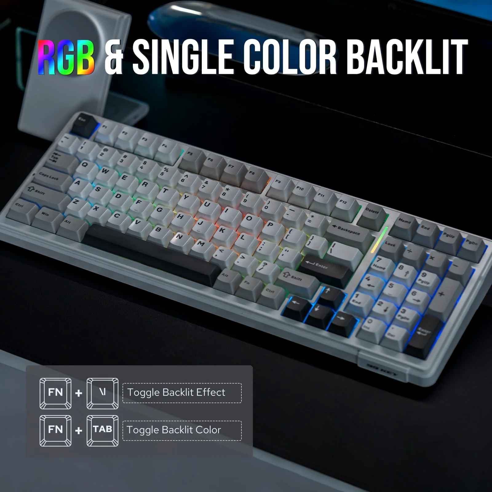 EPOMAKER x Aula F99 Kabellose mechanische Tastatur, Tastatur Gasket mit Hot-Swap, Polsterung, Bluetooth, 8000 mAh, NKRO, RGB, für Gaming/Win/Mac(F99 Grey, Nimbus Switch) - Image 9