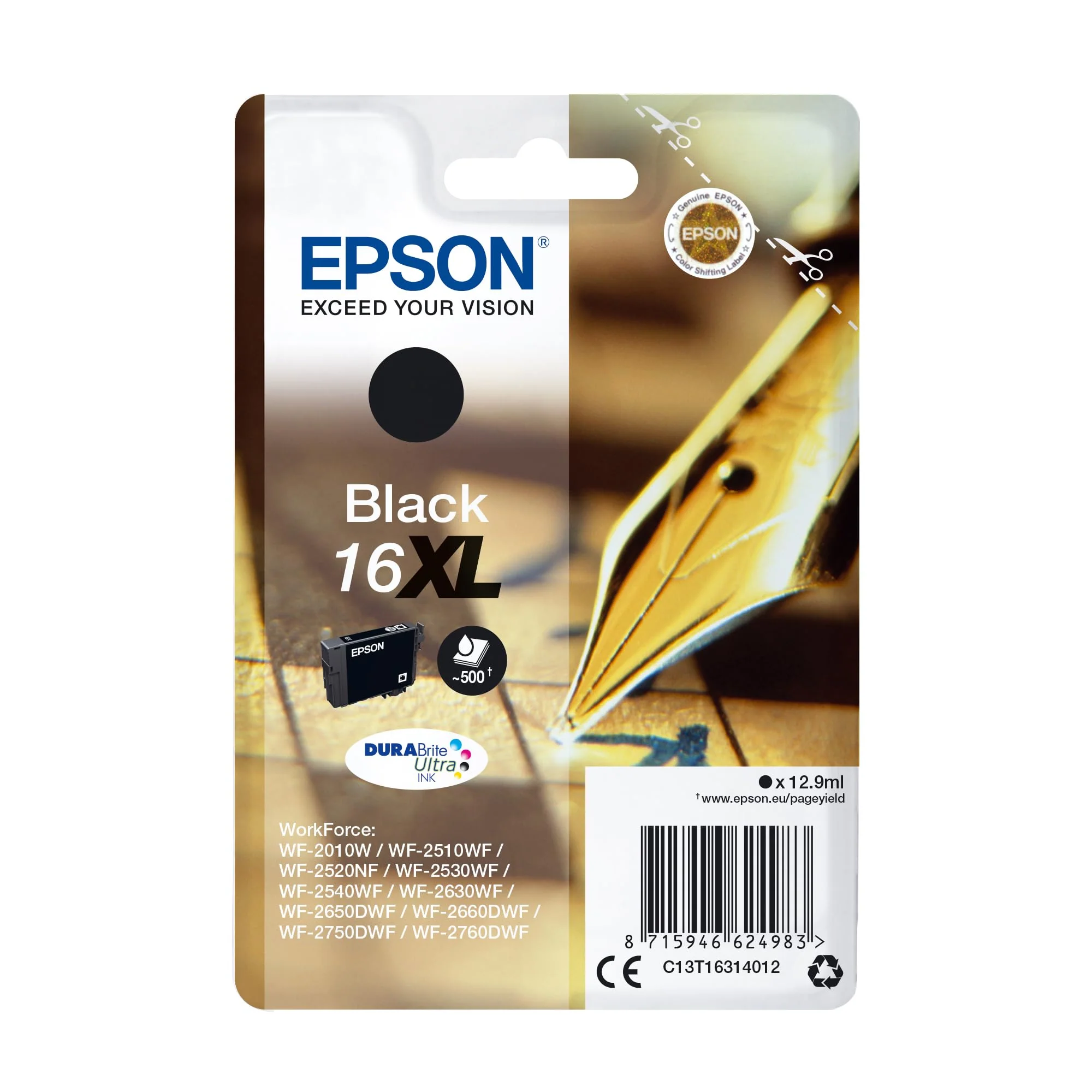 Epson 235M182 Original 16XL Tinte Füller (WF-2630WF, WF-2650DWF, WF-2660DWF, WF-2750DWF, WF-2760DWF), schwarz - Image 6