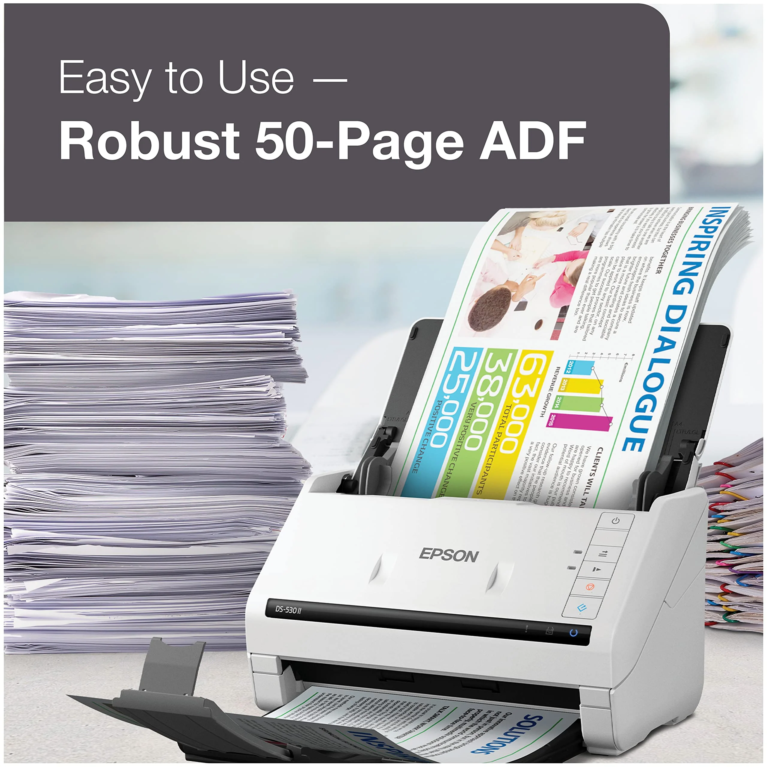 Epson DS-530 II Farb-Duplex-Dokumentenscanner für PC und Mac mit Vorlageneinzug, automatischer Dokumenteneinzug (ADF) - Image 2