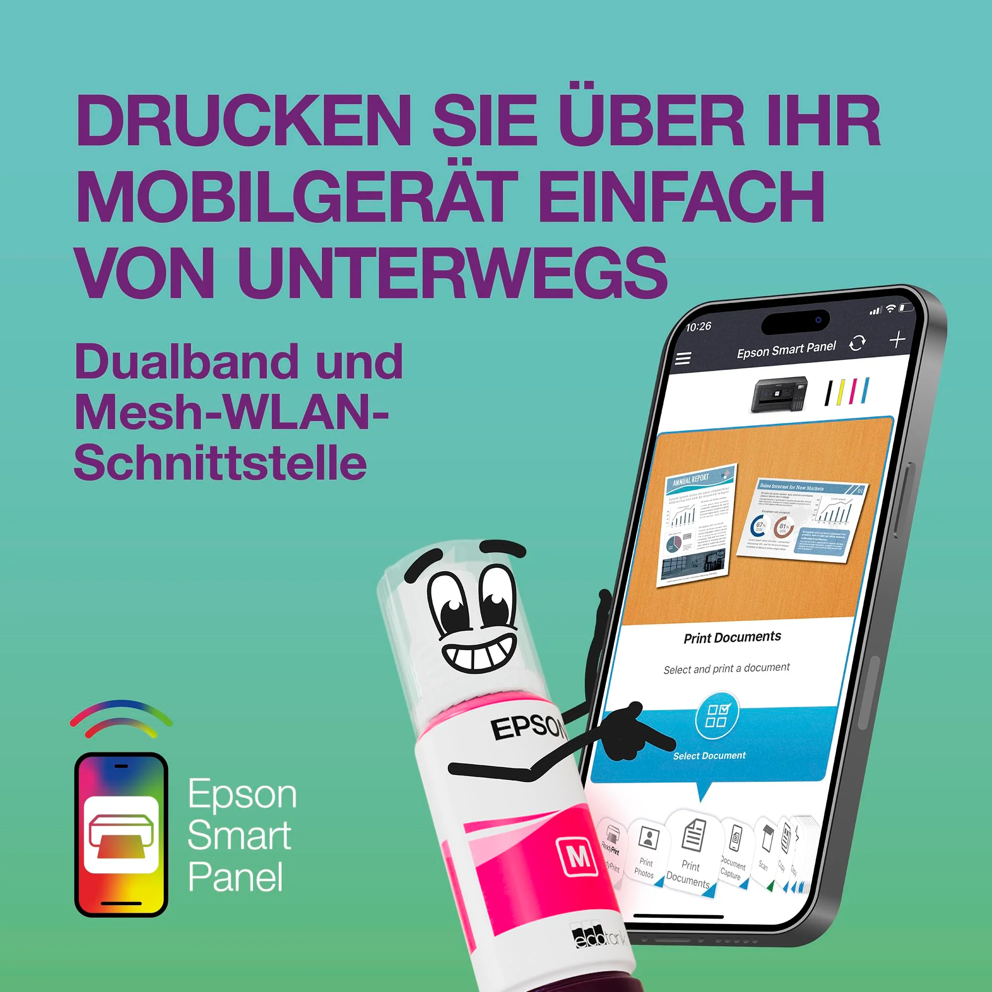 Epson EcoTank ET-4950 A4-Multifunktionsdrucker mit Wi-Fi & AirPrint Tintentank, automatischem Dokumenteneinzug, Duplexdruck, Scannen, Kopieren & Fax, bis zu 3 Jahre Tinte im Lieferumfang enthalten - Image 8