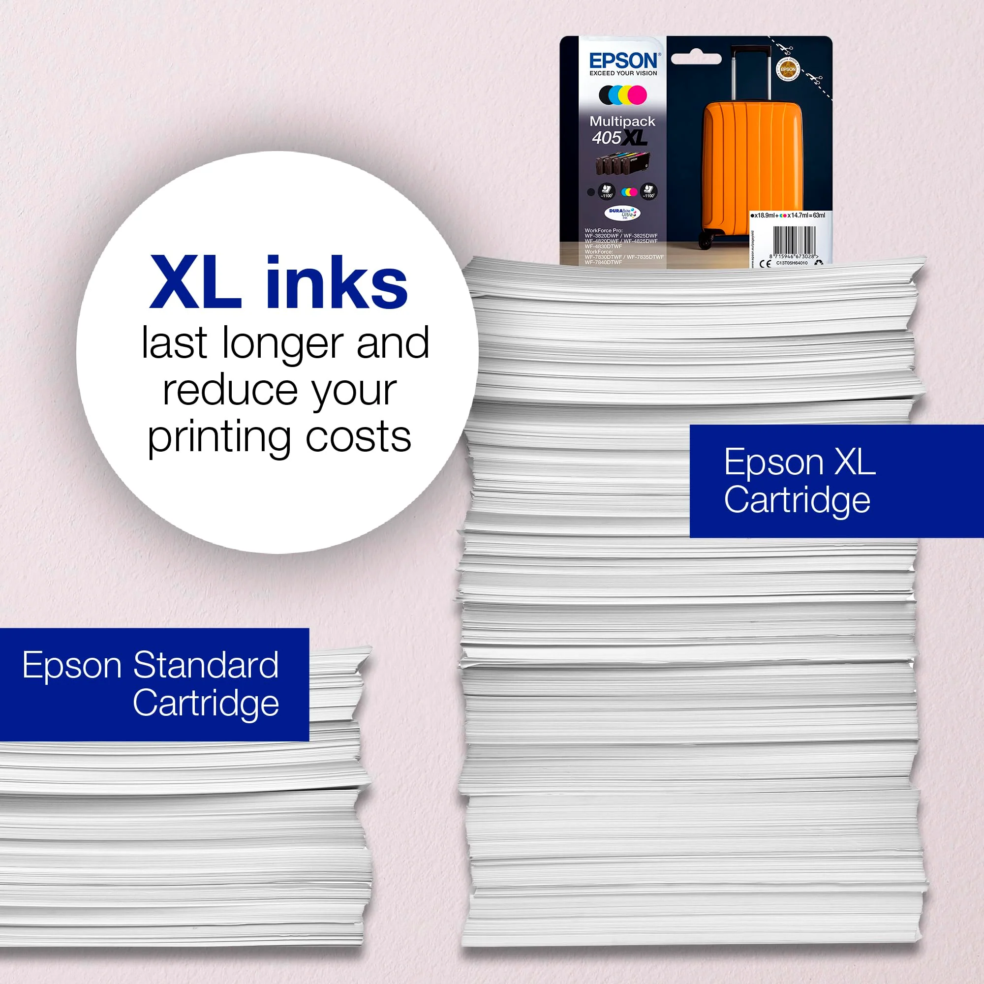 Epson Orginal 405XL Tinte Koffer Singlepack schwarz XL WF-3820DWF WF-3825DWF WF-4820DWF WF-4825DWF WF-4830DTWF WF-7830DTWF WF-7835DTWF WF-7840DTWF DURABrite Ultra Ink, ReadyPrint Flex-Tintentarife - Image 4