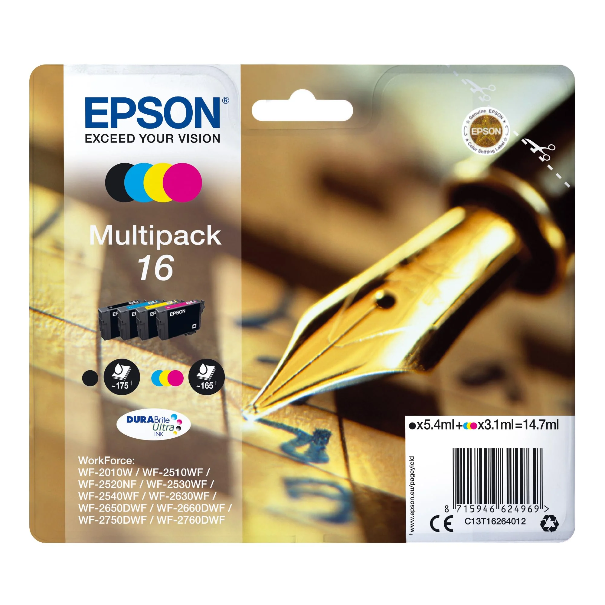 Epson Original 16 Tinte Füller (WF-2630WF, WF-2650DWF, WF-2660DWF, WF-2750DWF, WF-2760DWF), Multipack 4-farbig - Image 7
