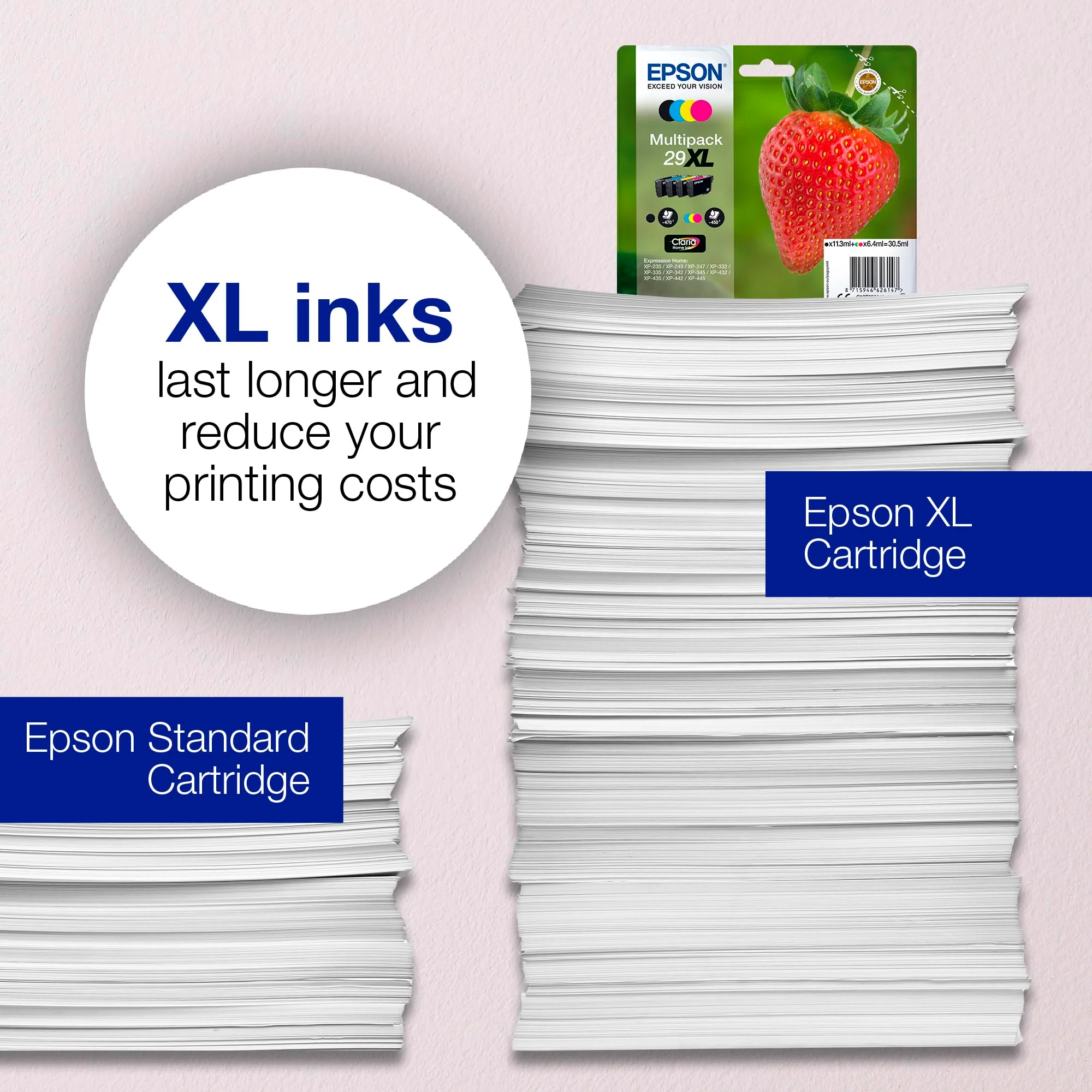 Epson Original 29 Tinte Erdbeere, XP-235 XP-332 XP-335 XP-432 XP-435 XP-245 XP-342 XP-345 XP-442 XP-445 XP-247 XP-257 XP-255 XP-352 XP-355 XP-452 XP-455, (Multipack 4-farbig) - Image 3