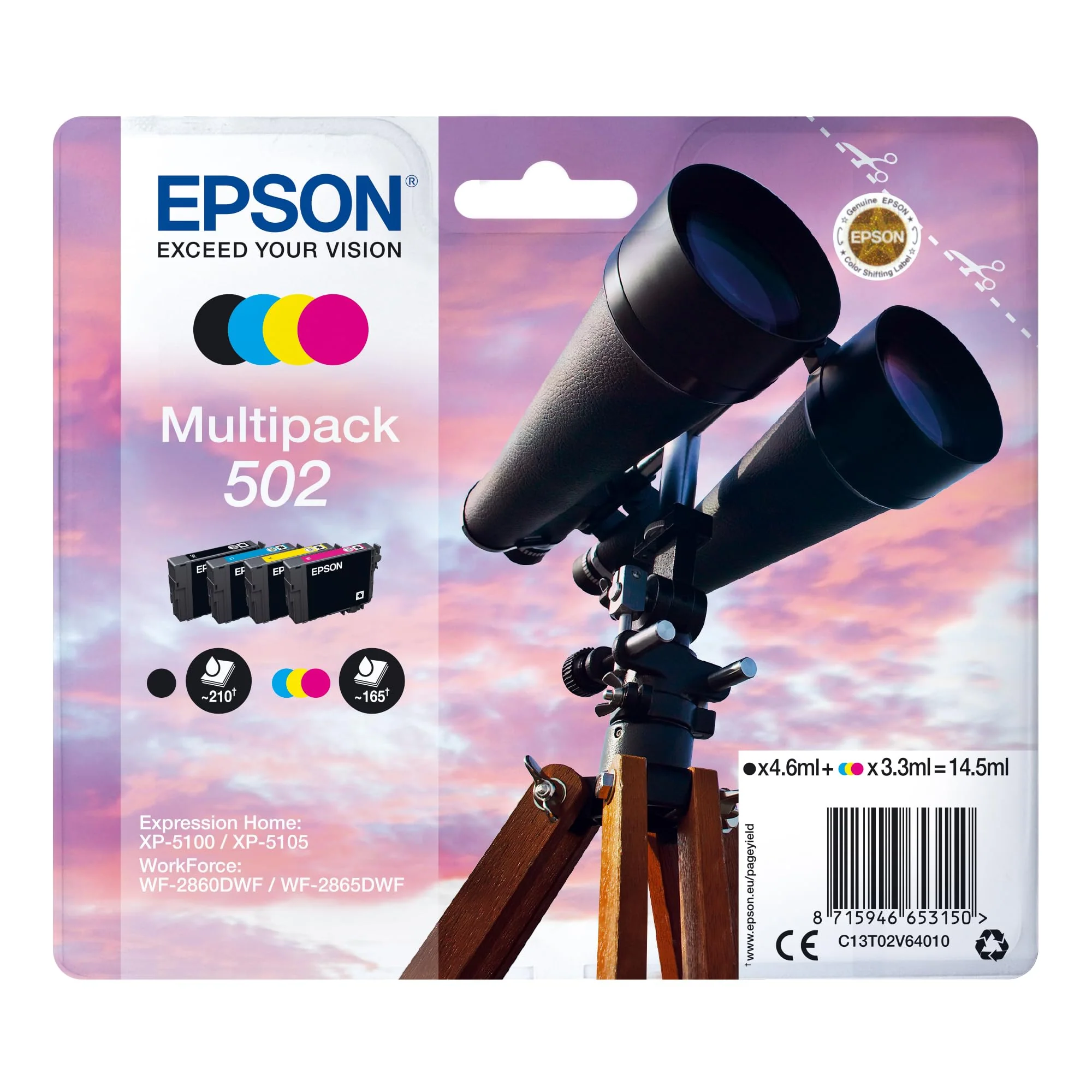 Epson Original 502 Tinte Fernglas Multipack 4-farbig Standard, XP-5100 XP-5105 XP-5150 XP-5155 WF-2860DWF WF-2865DWF WF-2880DWF WF-2885DWF, ReadyPrint Flex-Tintentarife - Image 5