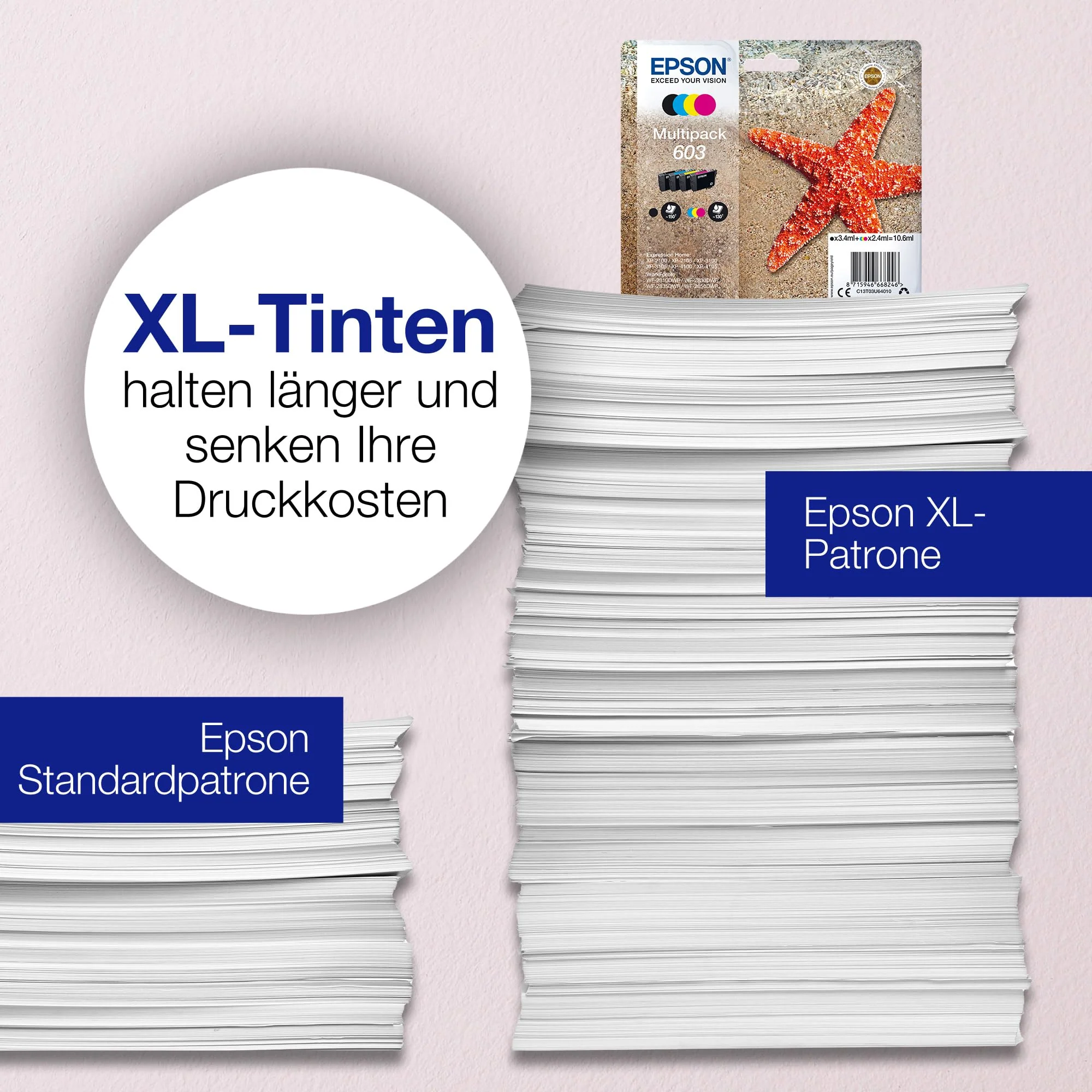 Epson Original 603 Tinte Seestern Multipack 4-farbig Standard, WF-2820DWF WF-2830DWF WF-2840DWF WF-2850DWF XP-2100 XP-2150 XP-3100 XP-3150 XP-4100 XP-4150, EasyMail, ReadyPrint Flex-Tintentarife - Image 7