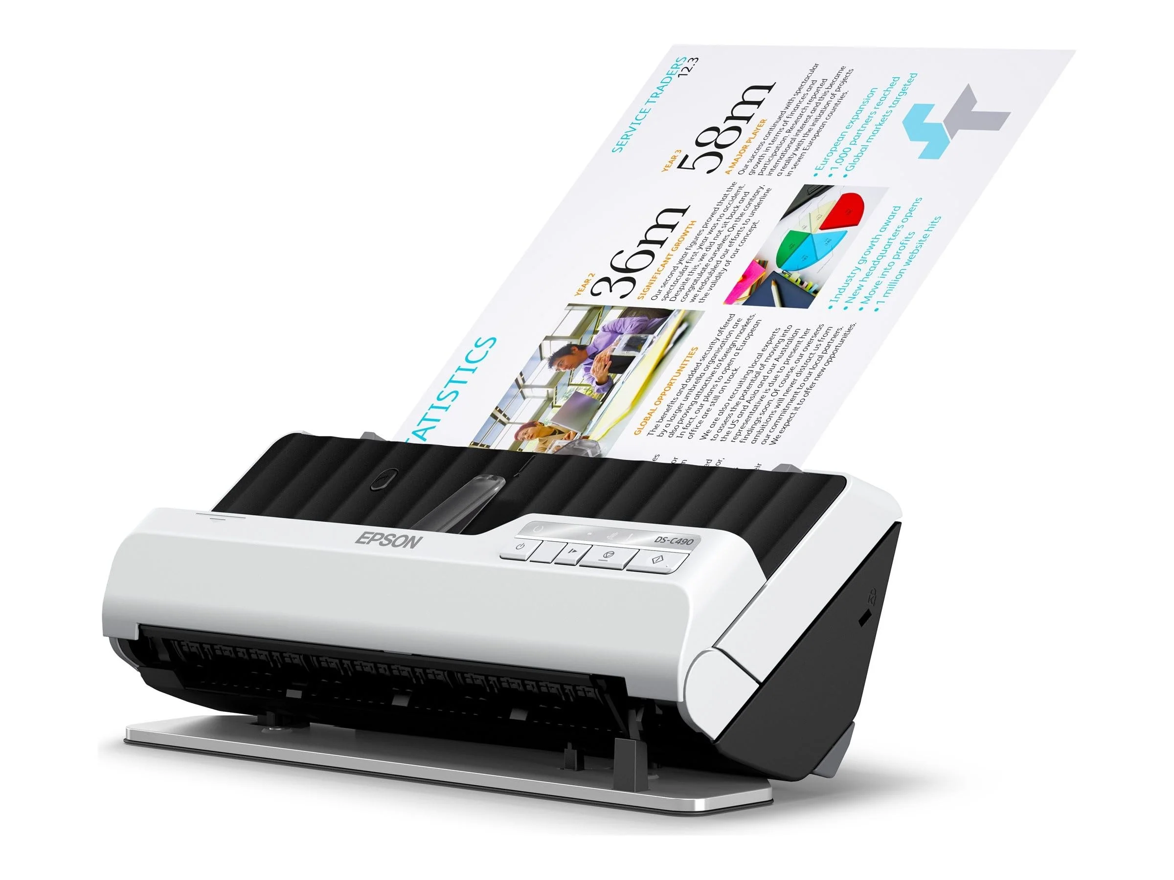 Epson Premium Scanner DS-C490, kompakter A4 Business Scanner mit geringem Stromverbrauch, Duplex-Einzugscanner mit vielseitiger Medienverarbeitung, schwarz/weiß - Image 6