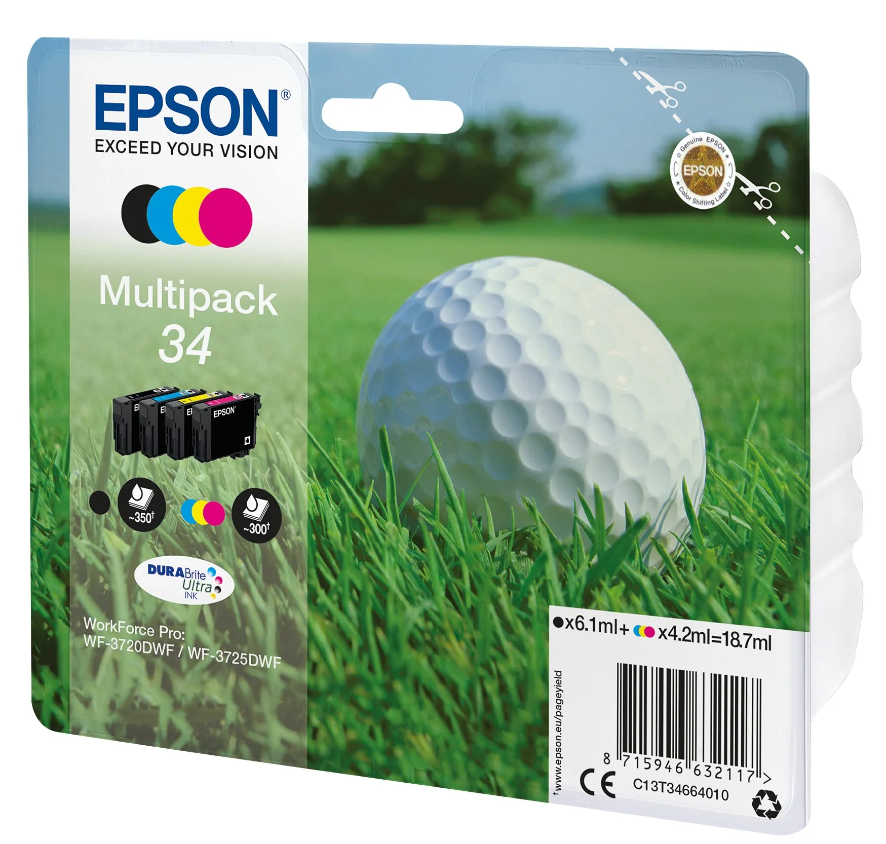 Epson Tinte Kombi-Pack T3466, 34 Original Schwarz, Cyan, Magenta, Gelb C13T34664010, Multipack, Standard - Image 5
