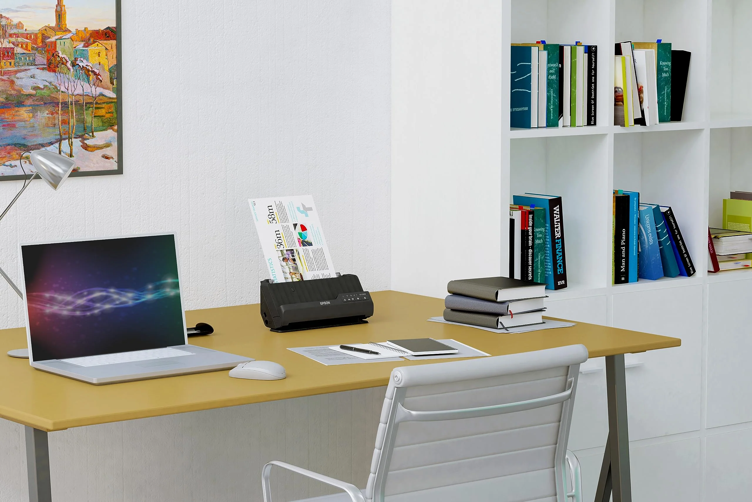 Epson Wi-Fi Scanner ES-C320W, kompakter A4 Business Scanner mit geringem Stromverbrauch, Duplex-Einzugscanner mit vielseitiger Medienverarbeitung, schwarz - Image 4