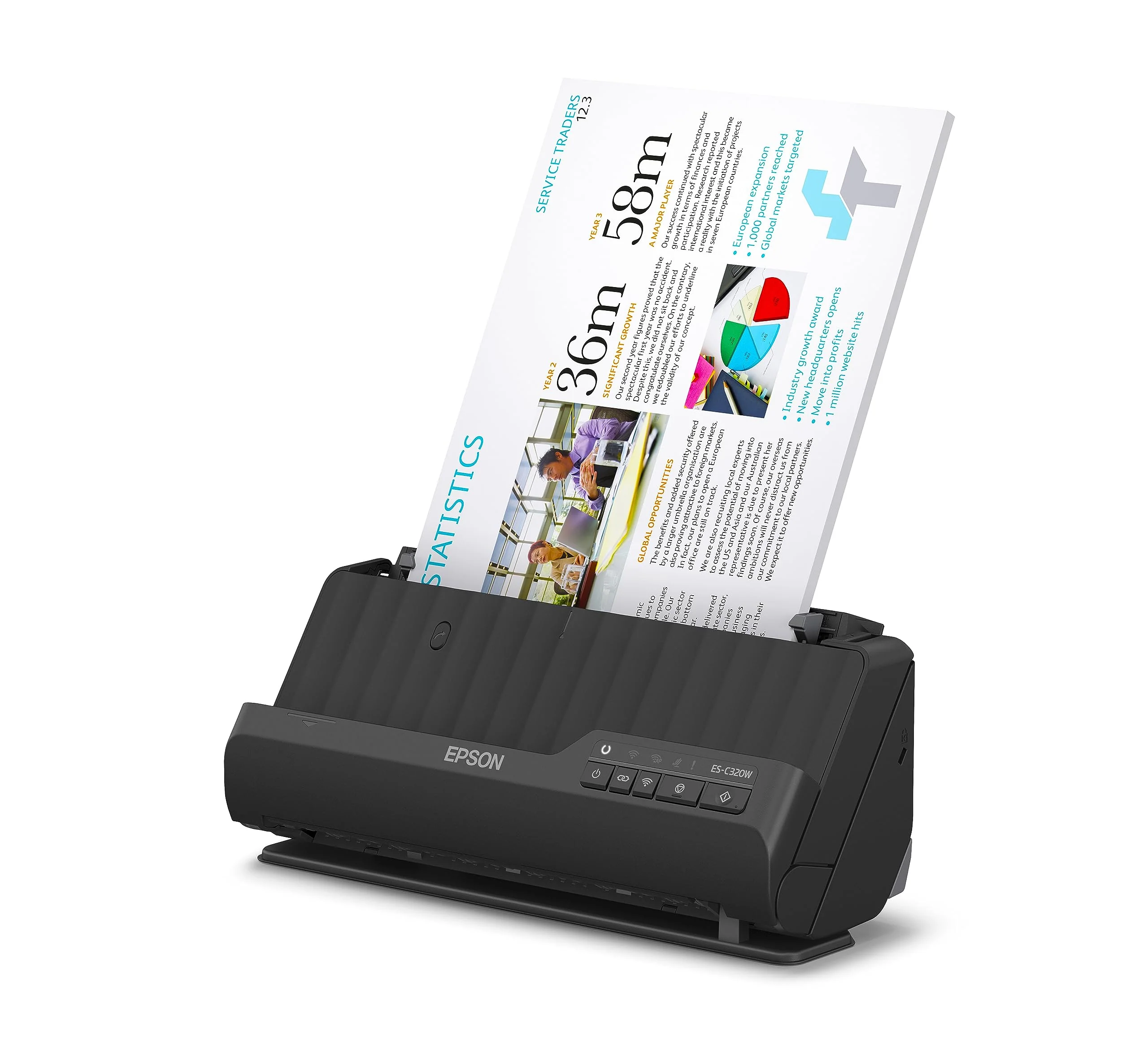 Epson Wi-Fi Scanner ES-C320W, kompakter A4 Business Scanner mit geringem Stromverbrauch, Duplex-Einzugscanner mit vielseitiger Medienverarbeitung, schwarz - Image 7