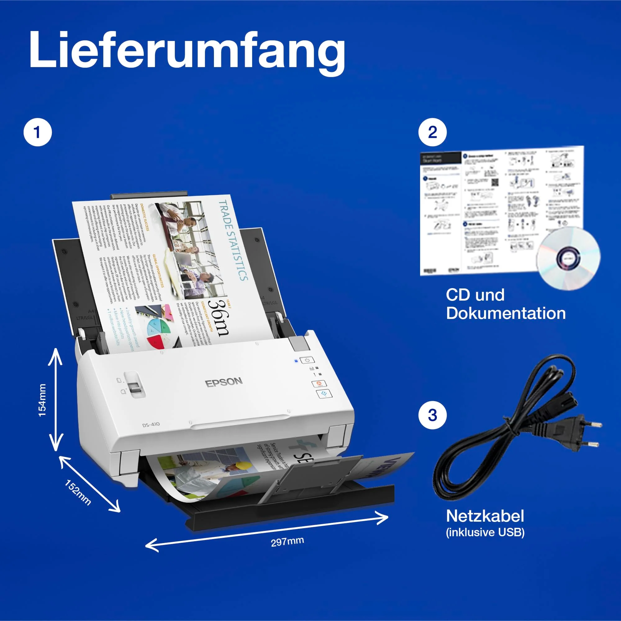 Epson WorkForce DS-410 Dokumentenscanner (Scanner, DIN A4, beidseitiges Scannen in einem Durchgang, 600dpi, USB 2.0) - Image 7