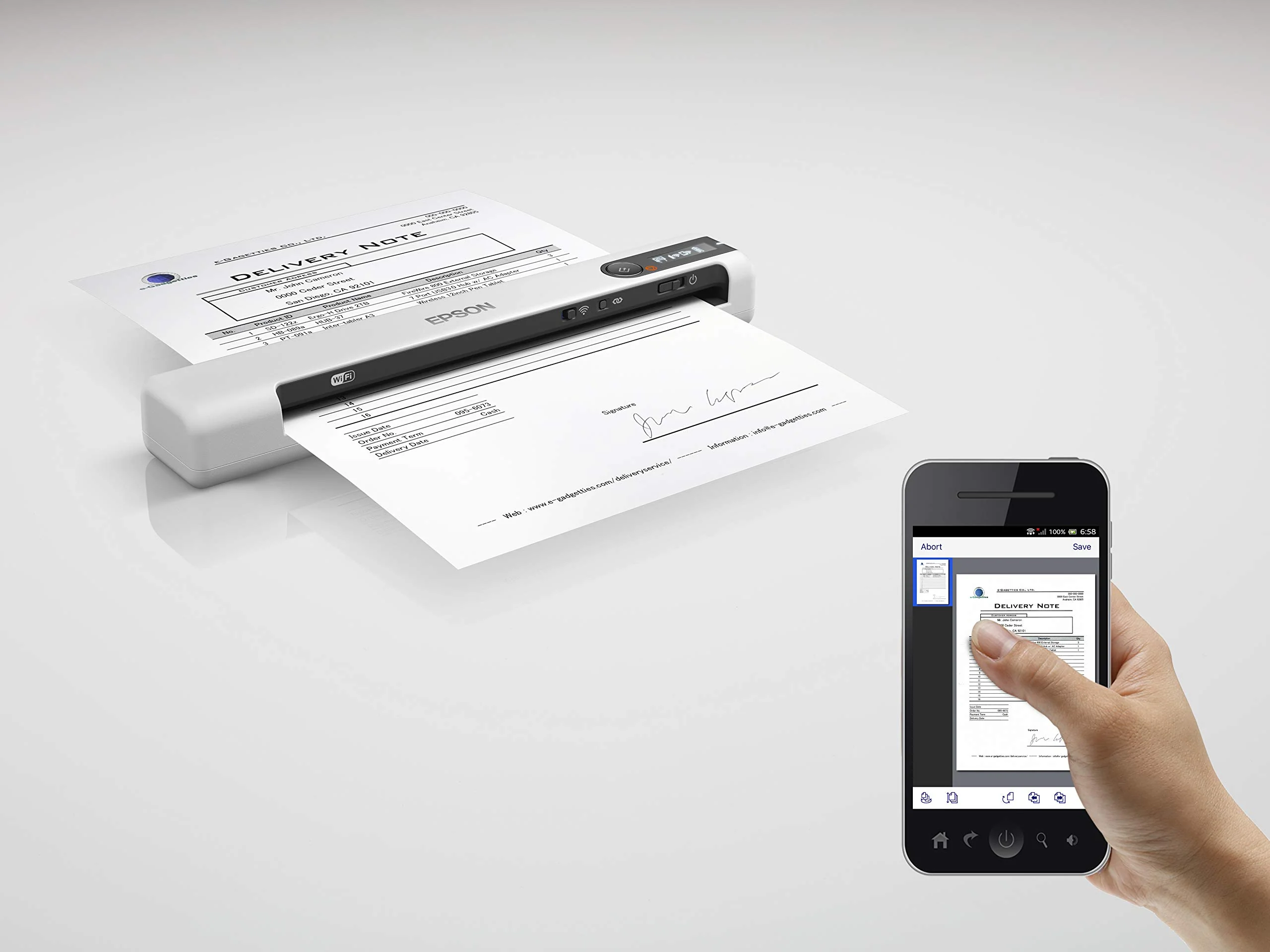 Epson Workforce DS-80W, mobiler Wi-Fi-Scanner mit hoher Scangeschwindigkeit, 300 Seiten pro Akkuladung, ideal für kleine Büros und Home Offices, weiß - Image 5