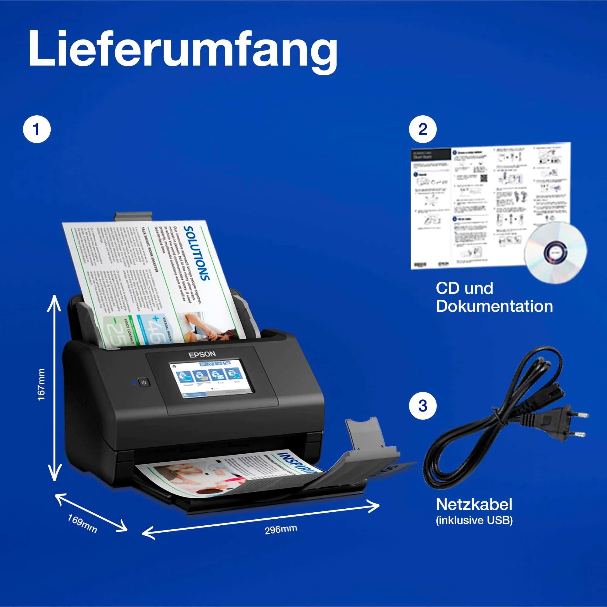 Epson WorkForce ES-580W Scanner, Dokumentenscanner (scannt ohne PC, 35 Seiten bzw. 70 Bildern pro Minute, bis DIN A4, beidseitiger Scan in einem Durchgang, automatische Ausrichtung) One size - Image 6