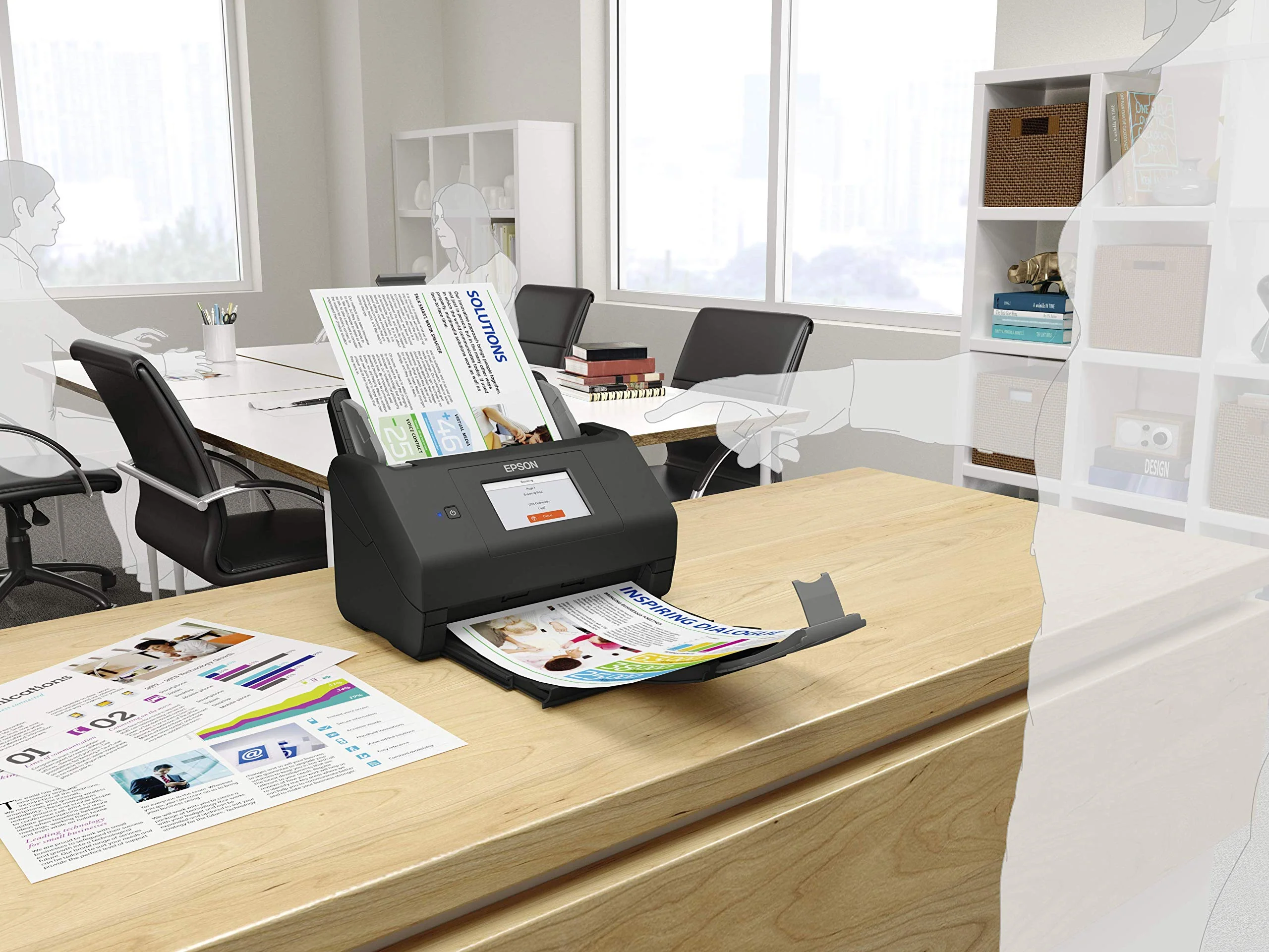 Epson WorkForce ES-580W Scanner, Dokumentenscanner (scannt ohne PC, 35 Seiten bzw. 70 Bildern pro Minute, bis DIN A4, beidseitiger Scan in einem Durchgang, automatische Ausrichtung) One size - Image 8