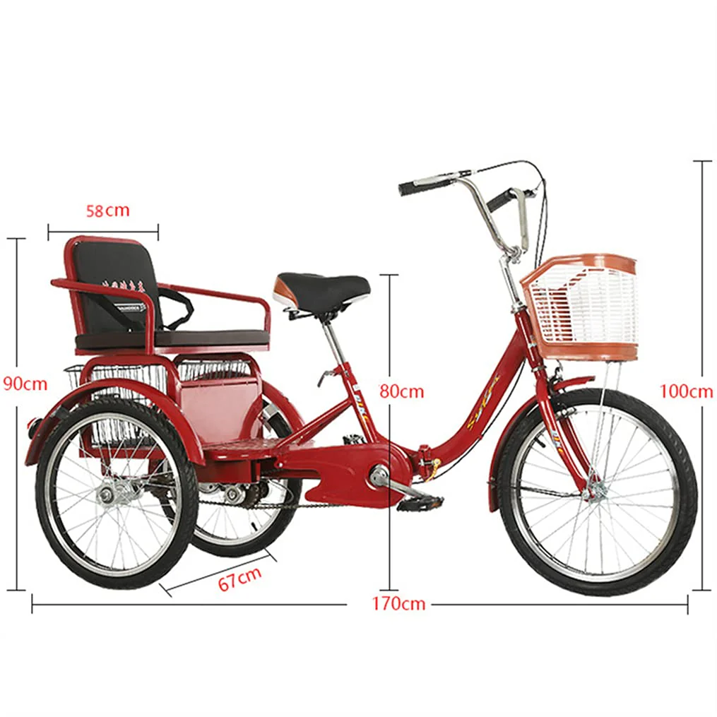 Erwachsene Cruiser Bikes 20 Zoll Trike Bike Großer Einkaufskorb, Faltbare Dreiräder Mit Rücksitz - Für Shopping-Übungen-Erholung,Beige - Image 7