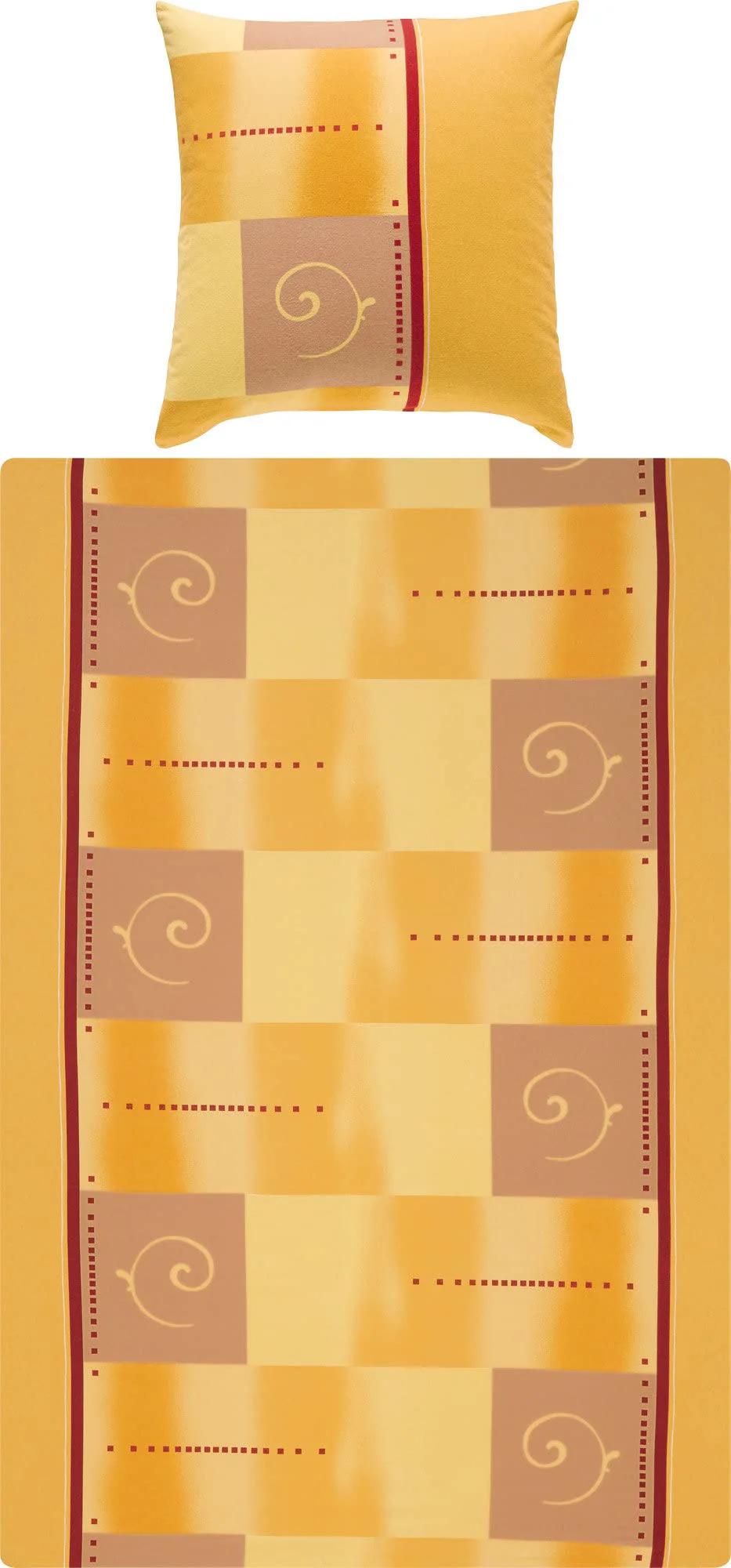Erwin Müller Bettwäsche, Bettgarnitur Single-Jersey - 100% Baumwolle, pflegeleicht, bügelleicht, mit praktischem Reißverschluss - Ocker-gelb-rot Größe 135x200 cm (80x80 cm) - Image 4
