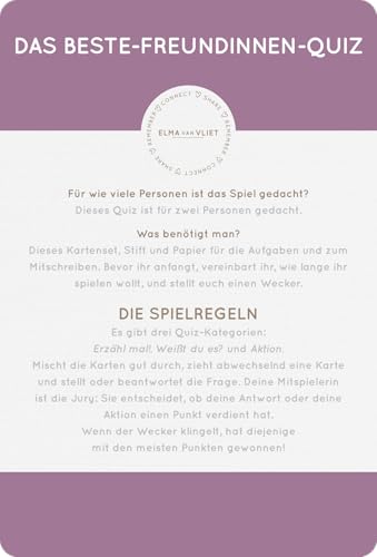 Erzähl mal! Das Beste-Freundinnen-Quiz: Das Original. | Fragespiel für einen schönen Abend mit der besten Freundin | ab 16 Jahren (Elma van Vliet Quizze & Fragespiele) - Image 6