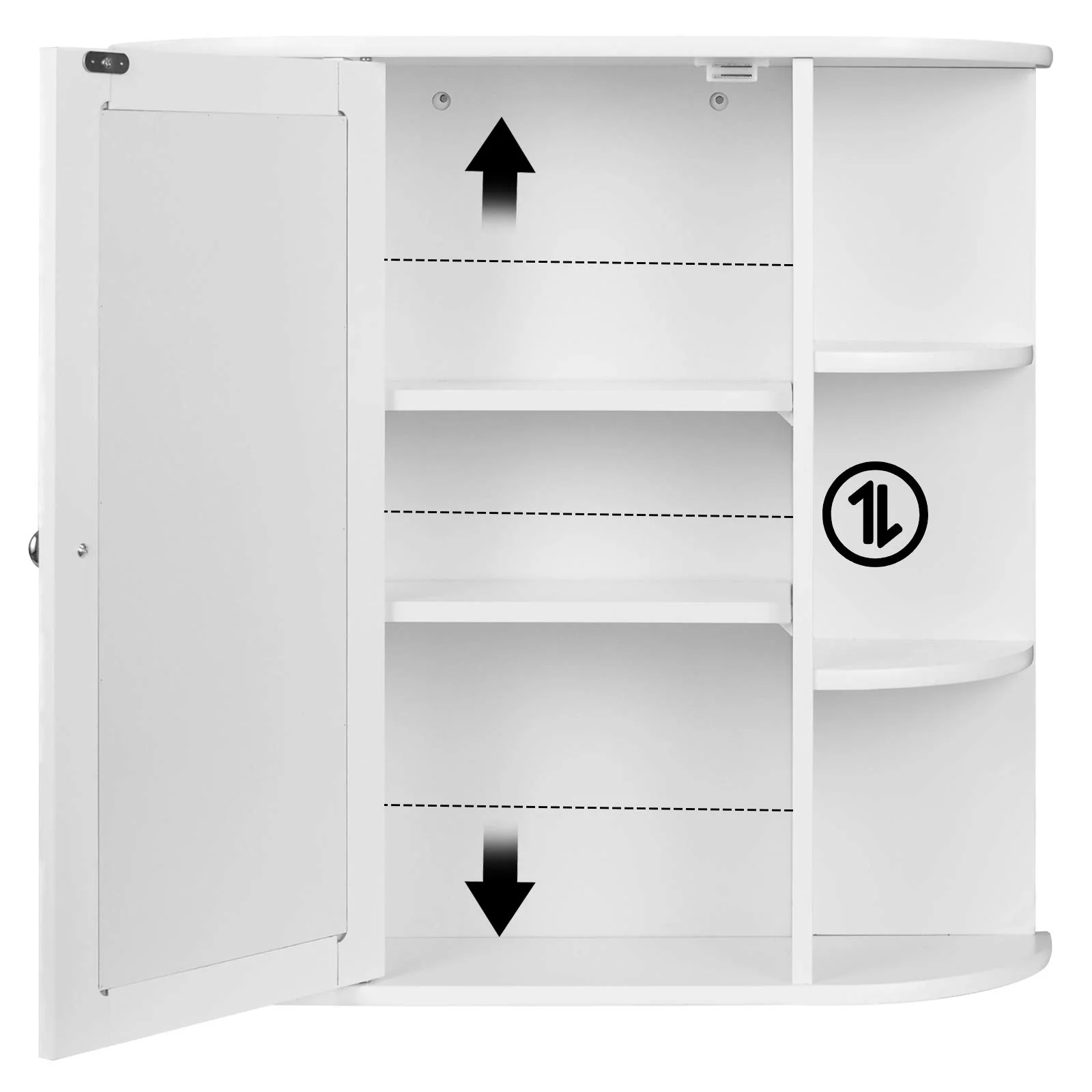 eSituro Spiegelschrank Badspiegel Hängeschrank mit Türen Wandschrank Badschrank, Weiß, BxHxT ca: 60x58x16cm - Image 4