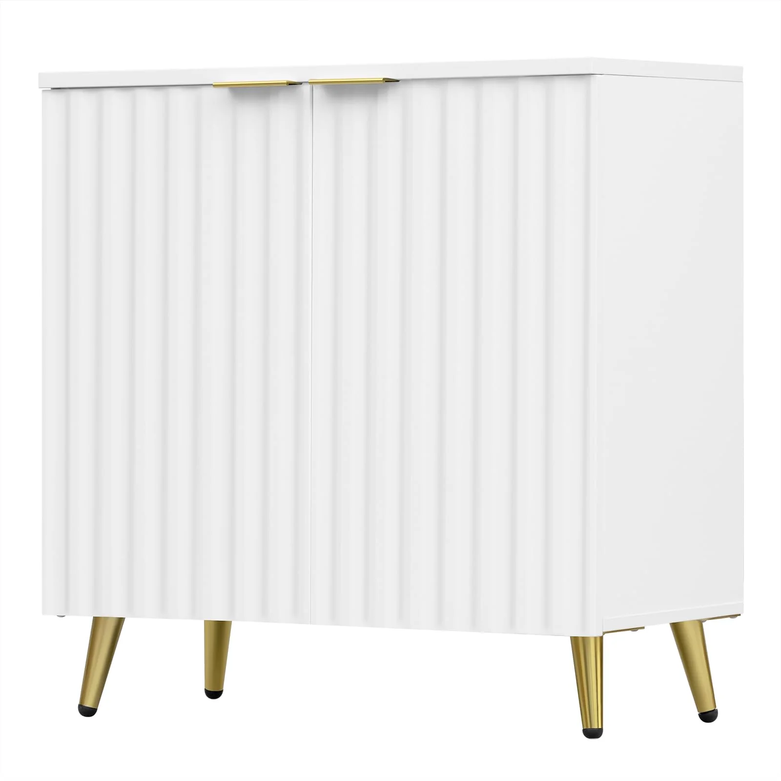 eSituro Waschbeckenunterschrank, Badezimmer Unterschrank Waschbecken, Waschtischunterschrank, Badezimmerschrank mit Verstellbarem Einlegeboden, Weiß Gold, 60x62x30 cm - Image 2